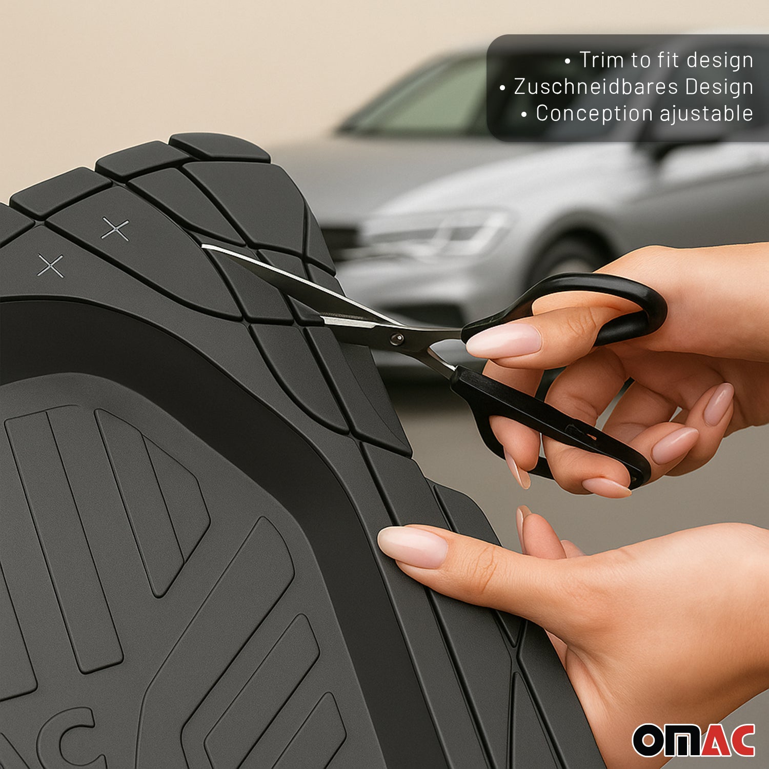 3D Alfombrillas De Coche Universal Negro Goma 4Pza