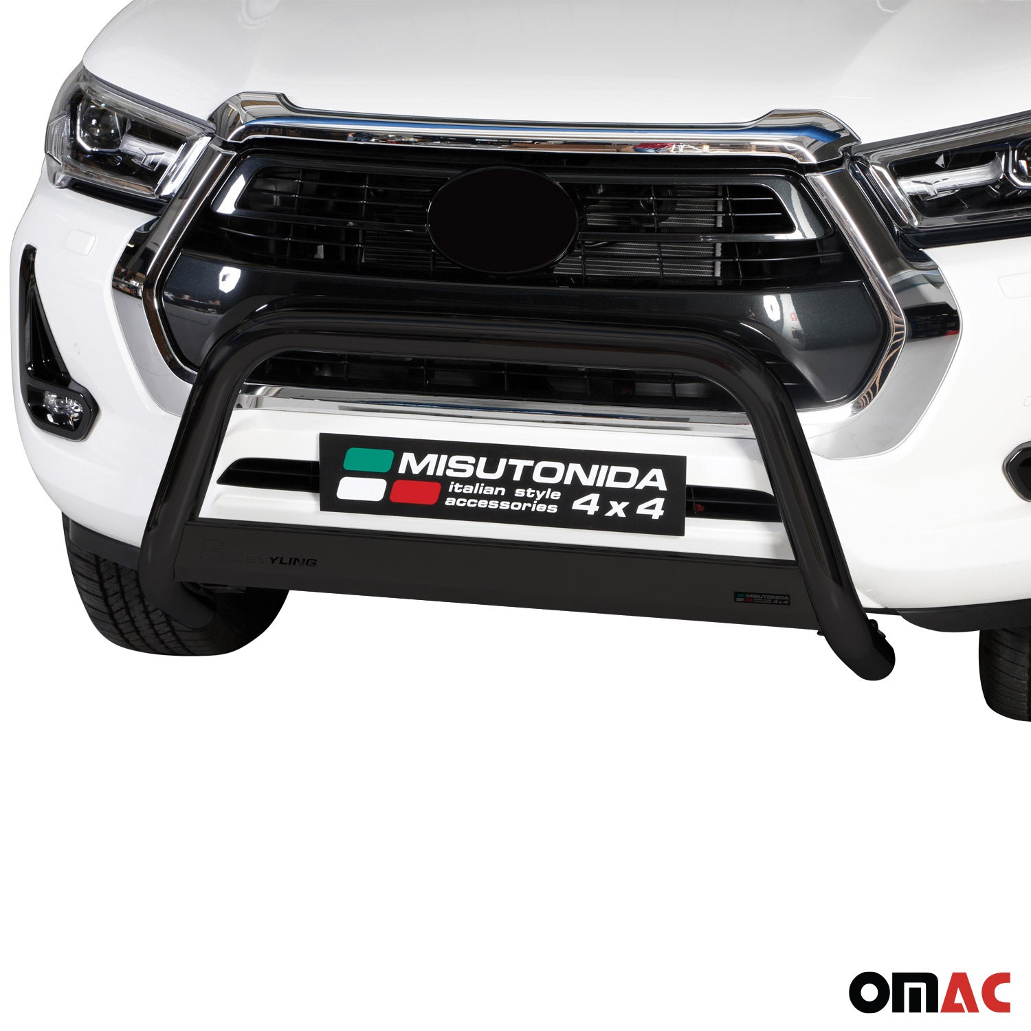 Bull Barra Frontal para Toyota Hilux 2021-2025 Negro Brillante Acero 1Pza