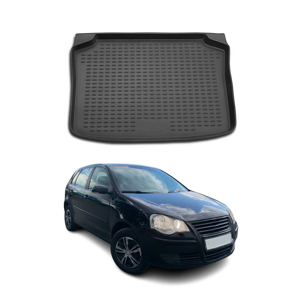 OMAC Bandeja Maletero Alfombrilla para VW Polo 2002-2009 Hatchback Negro TPE