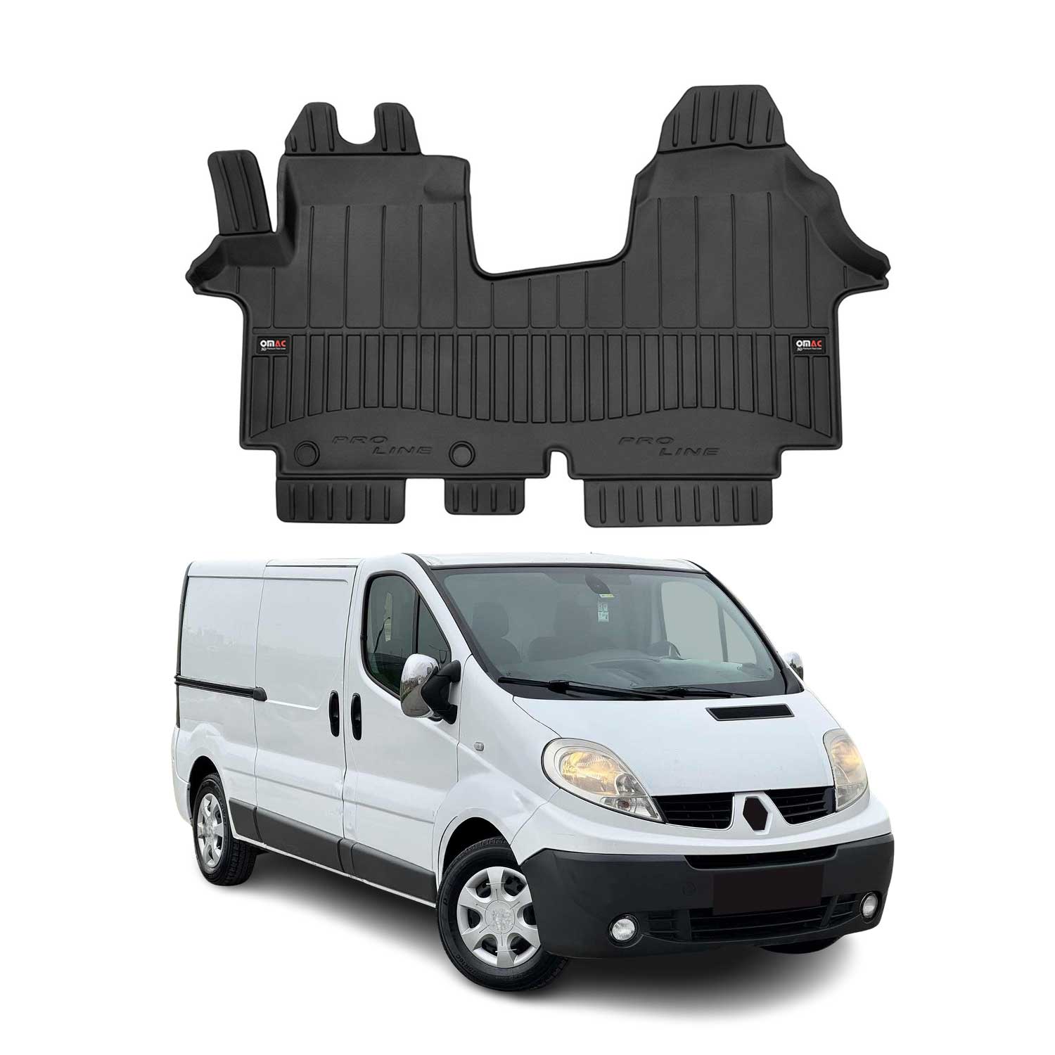 OMAC Premium Alfombrillas De Coche para Renault Trafic 2001-2014 Negro TPE Goma