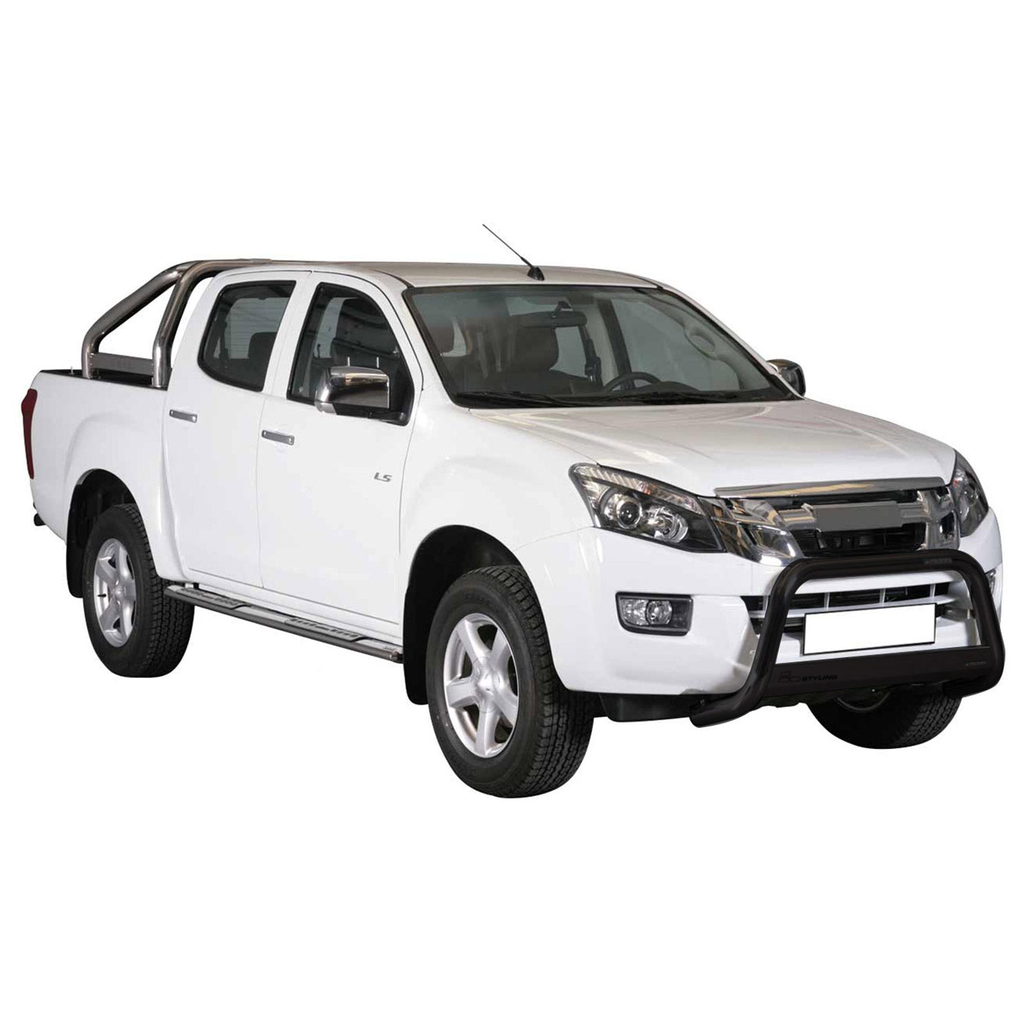 Bull Barra Frontal para Isuzu D-Max 2012-2019 Negro Brillante Acero