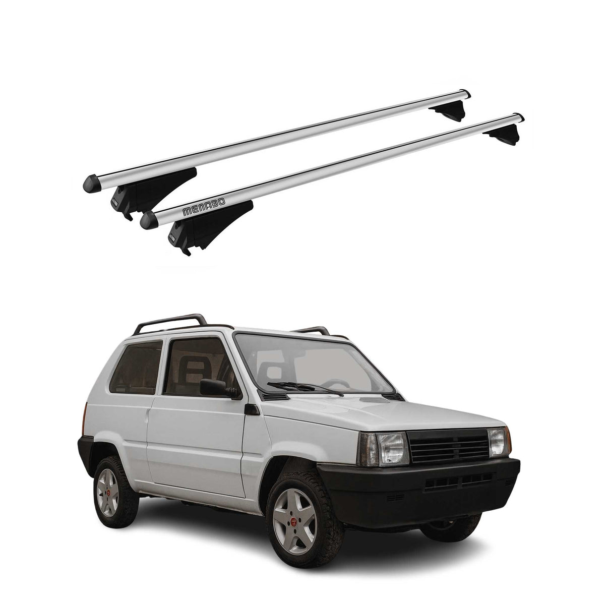 Menabo Barras de Techo Coche Baca para Fiat Panda 169 Cross 2004-2014 Gris Alu