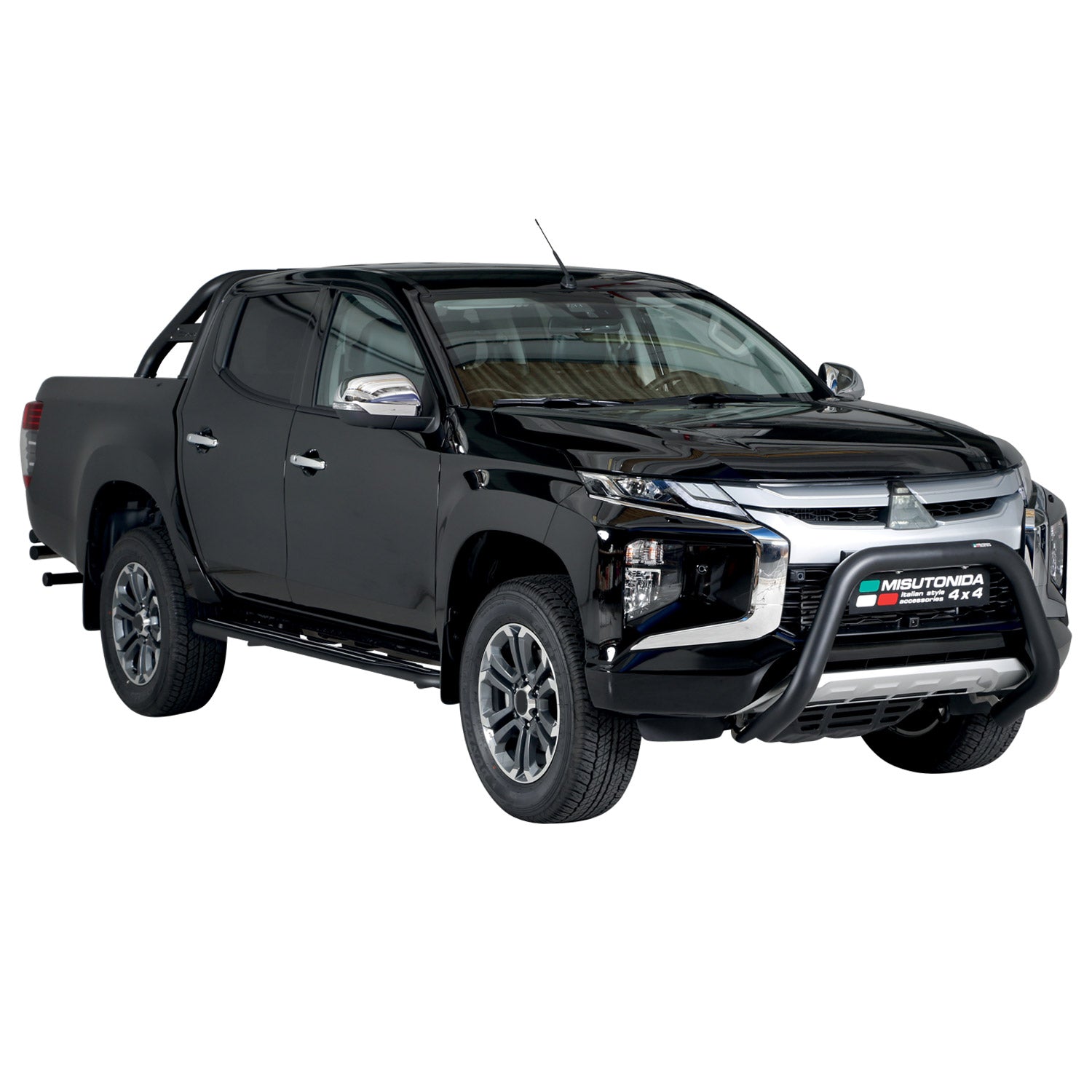 Bull Barra Frontal para Mitsubishi L200 2019-2023 Negro Brillante Acero 1Pza