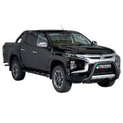Bull Barra Frontal para Mitsubishi L200 2019-2023 Negro Brillante Acero 1Pza