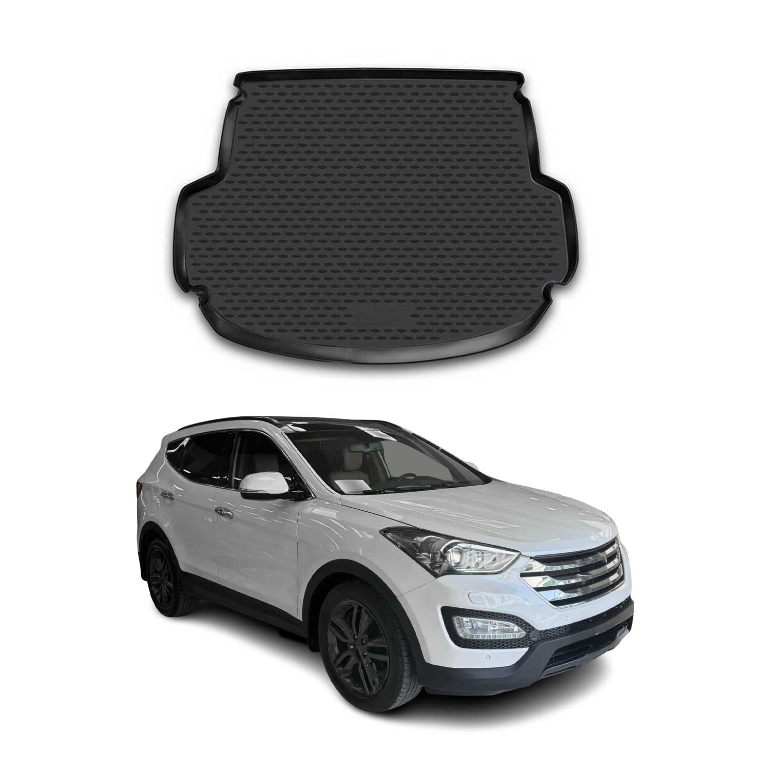 OMAC Bandeja Maletero Alfombrilla para Hyundai Santa Fe 2013-2018 Negro Goma TPE