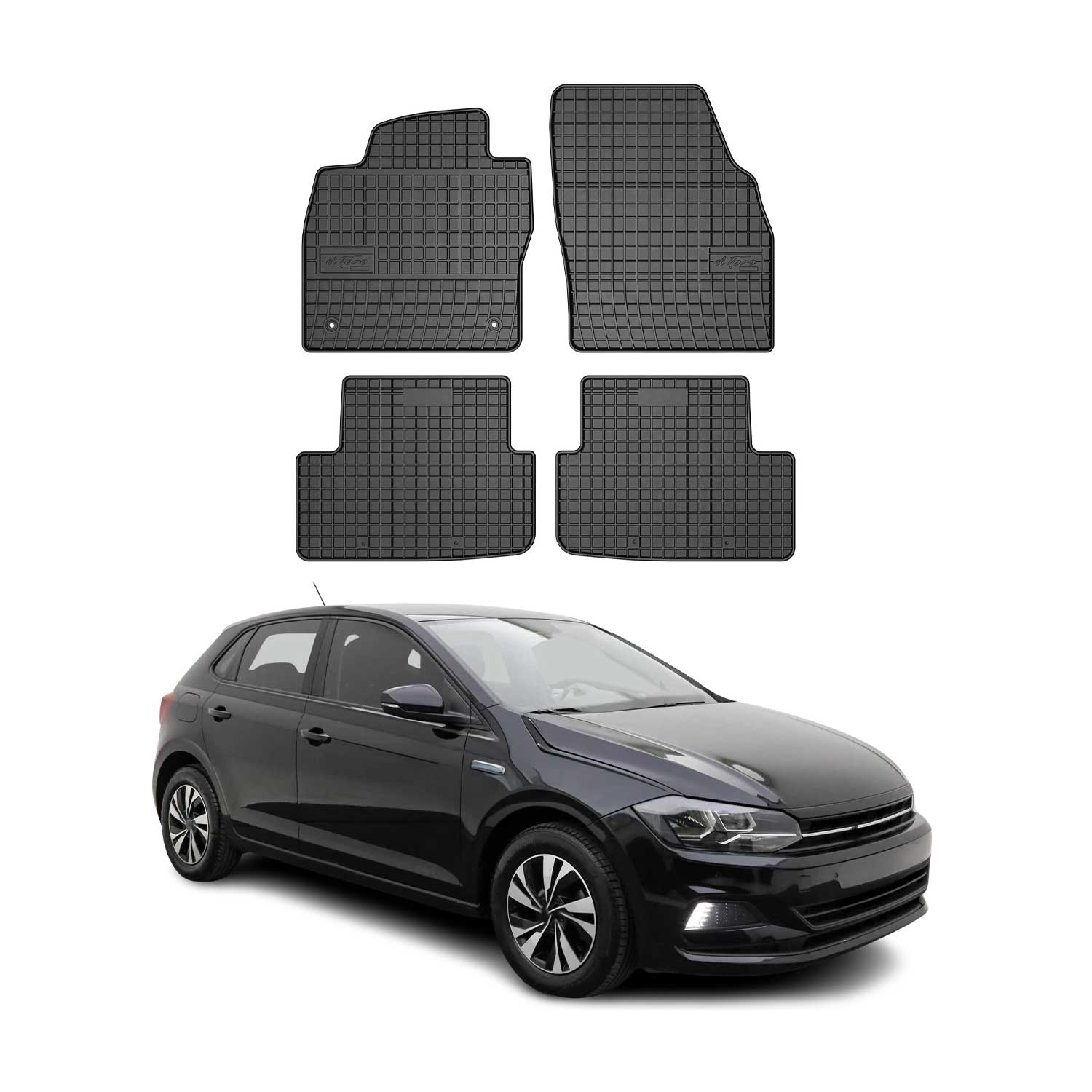 OMAC Alfombrillas De Coche para VW Polo 2017-2025 Negro Goma 4Pza