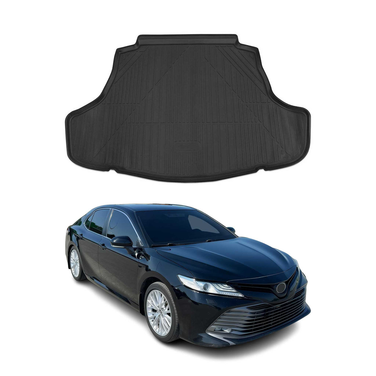 OMAC Bandeja Maletero Alfombrilla para Toyota Camry 2018-2020 Negro Goma TPE