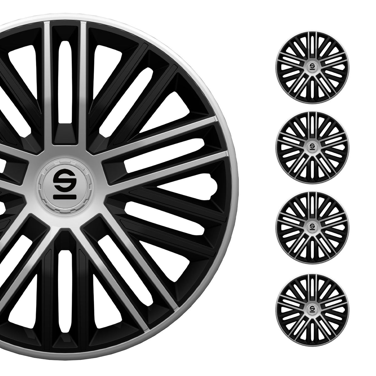 Sparco Bergamo Tapacubos 16" pulgadas Universal Negro Plata ABS Plástico
