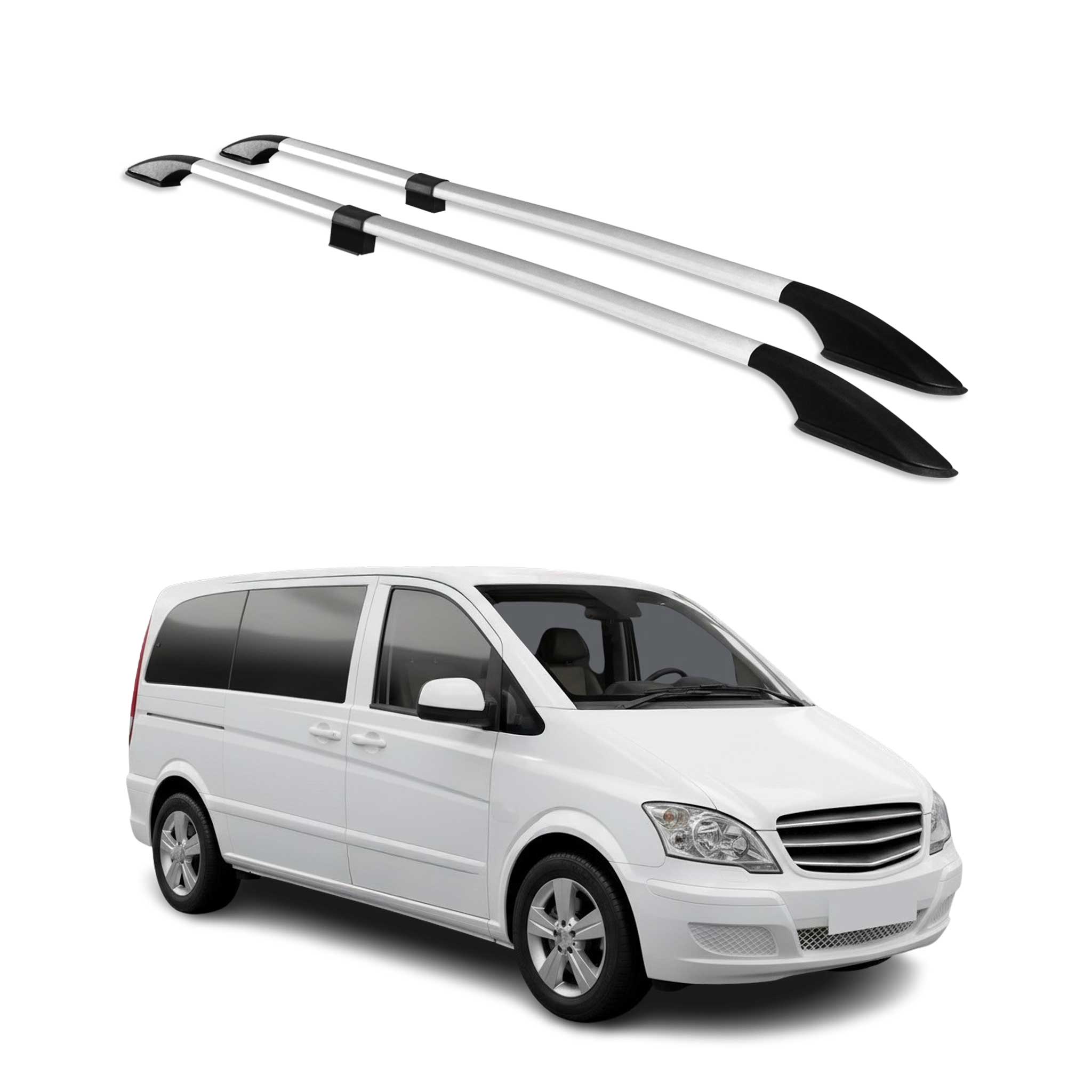 Rieles de Techo Coche para Mercedes Vito W639 W447 2003-2026 Corto Plata Alu 2x