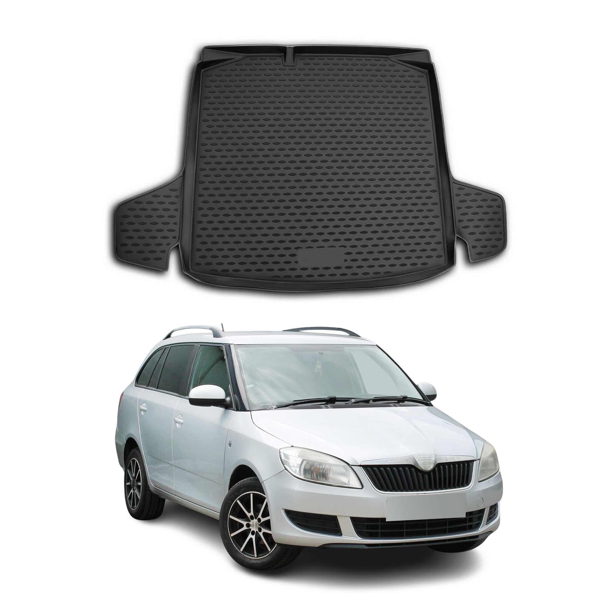 OMAC Bandeja Maletero Alfombrilla para Skoda Fabia Combi 2007-2014 Negro TPE