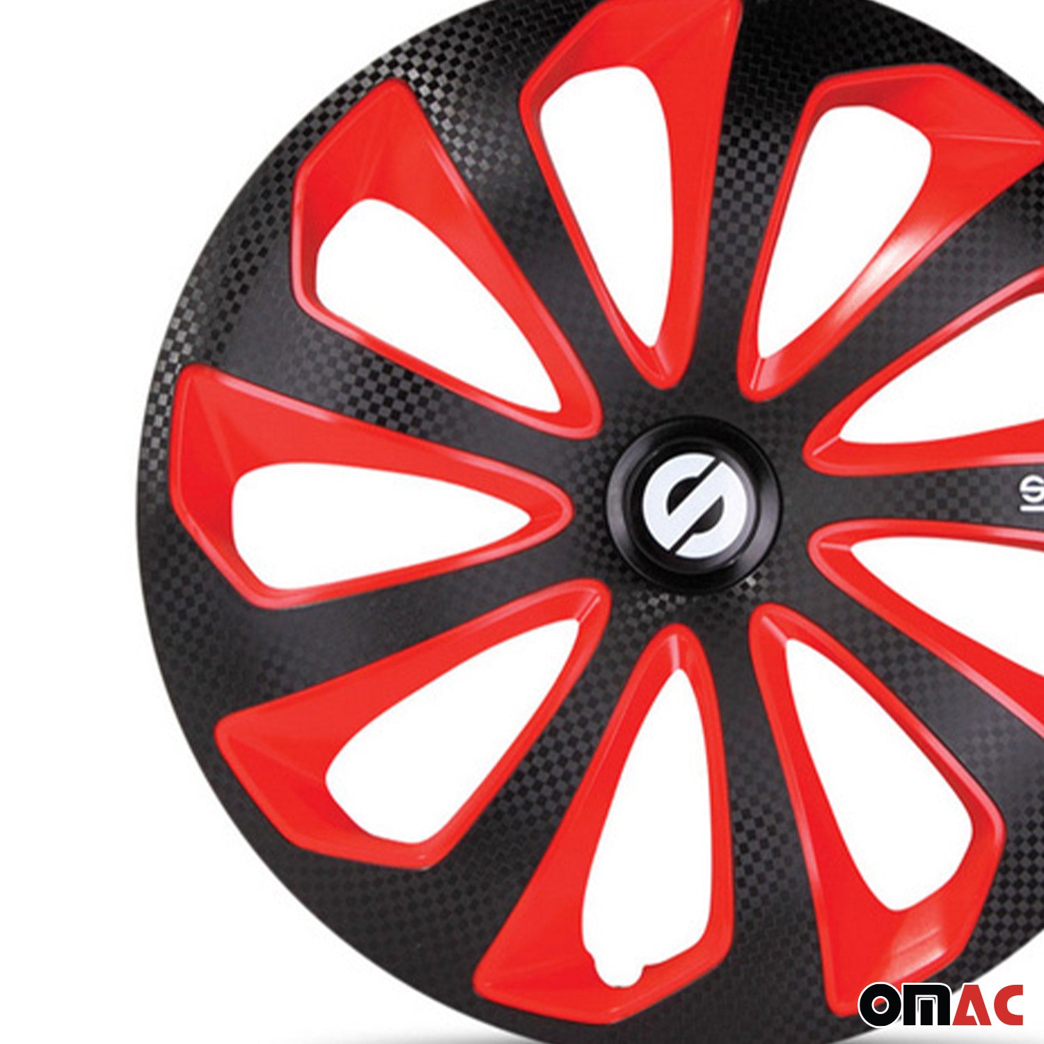 Sparco Tapacubos 14 Pulgadas Universal Negro Rojo Carbono ABS Plástico