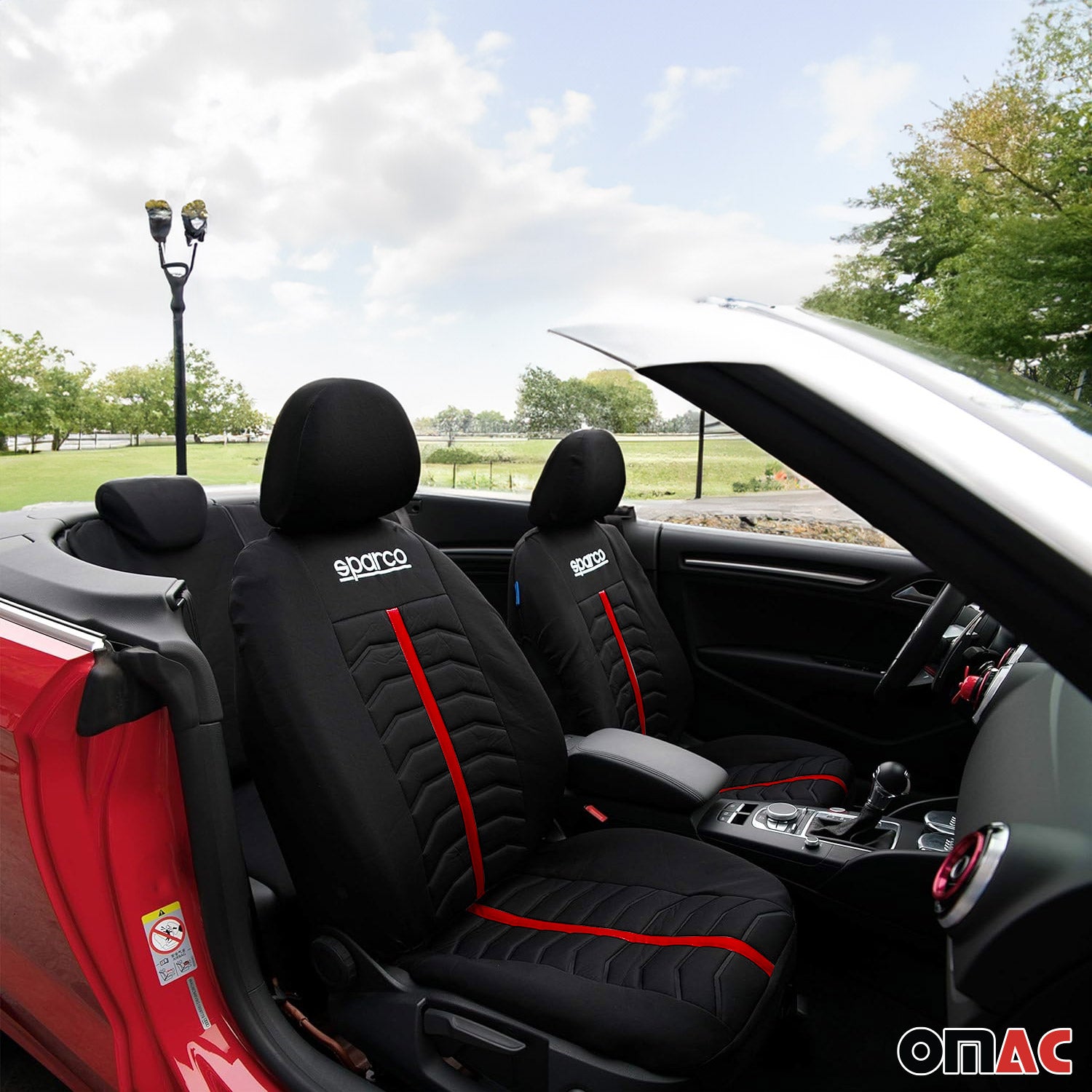 Sparco Funda de Asiento Universal Delantero Trasero Negro Rojo Poliéster