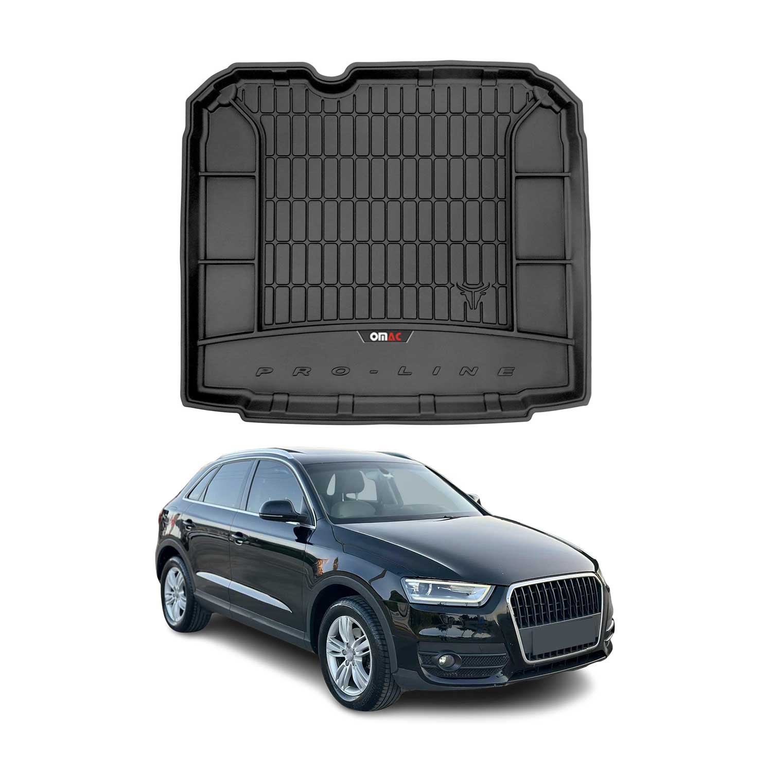 OMAC Premium Bandeja Maletero Alfombrilla para Audi Q3 2011-2018 Negro Goma TPE