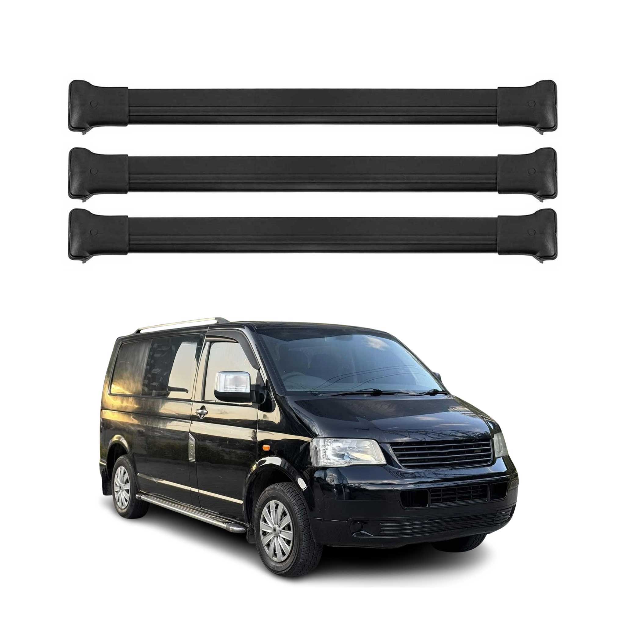 Barras de Techo para VW T5 T6 Transporter Multivan Caravelle 2003-2024 Negro 3x