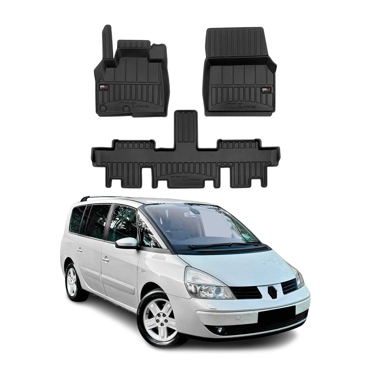 OMAC Premium Alfombrillas De Coche para Renault Espace 2002-2014 TPE Goma 3x