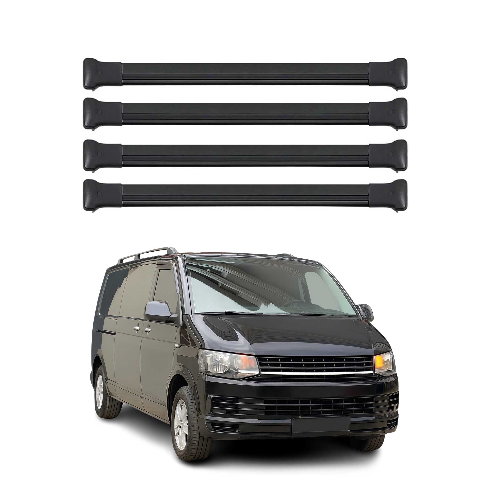 Rieles & Barras de Techo Coche para VW T6 T6.1 Transporter 2015-2024 Negro Alu