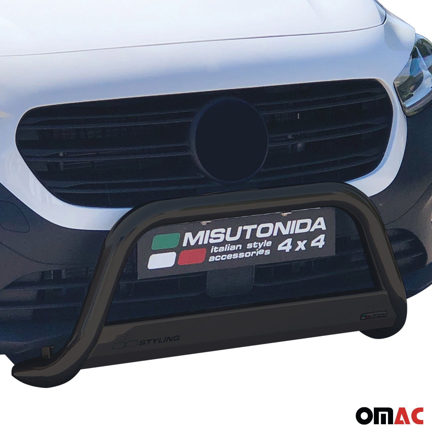 Bull Barra Frontal para Mercedes Citan L2 2021-2025 Negro Brillante Acero 1Pza