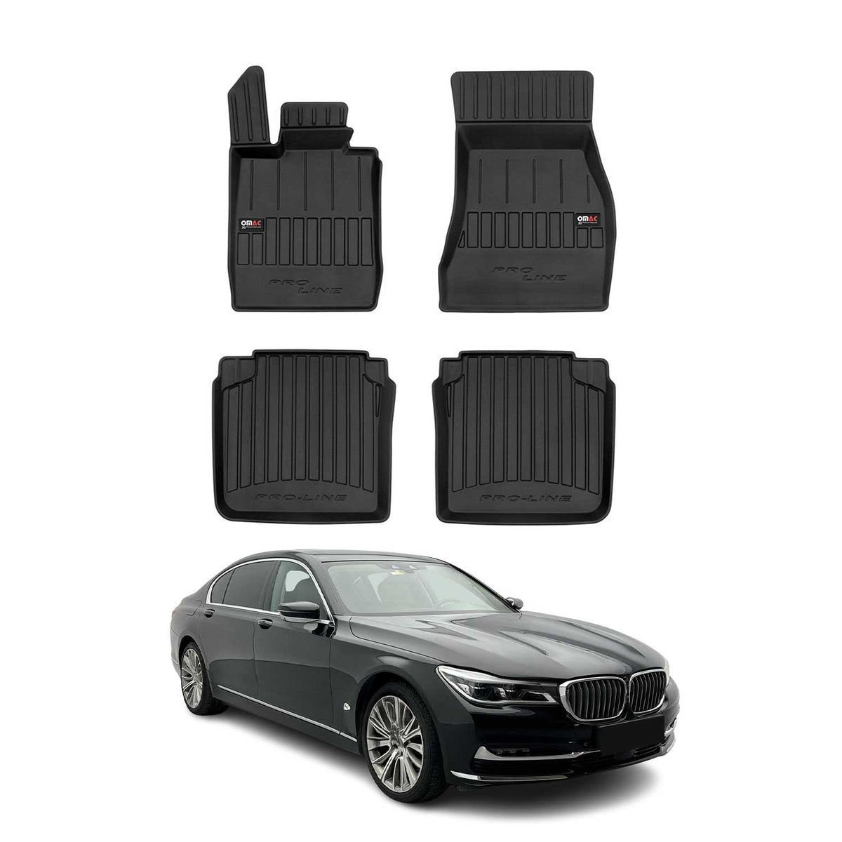 OMAC Premium Alfombrillas De Coche para BMW Serie 7 G12 Long 2015-2022 Goma 4x