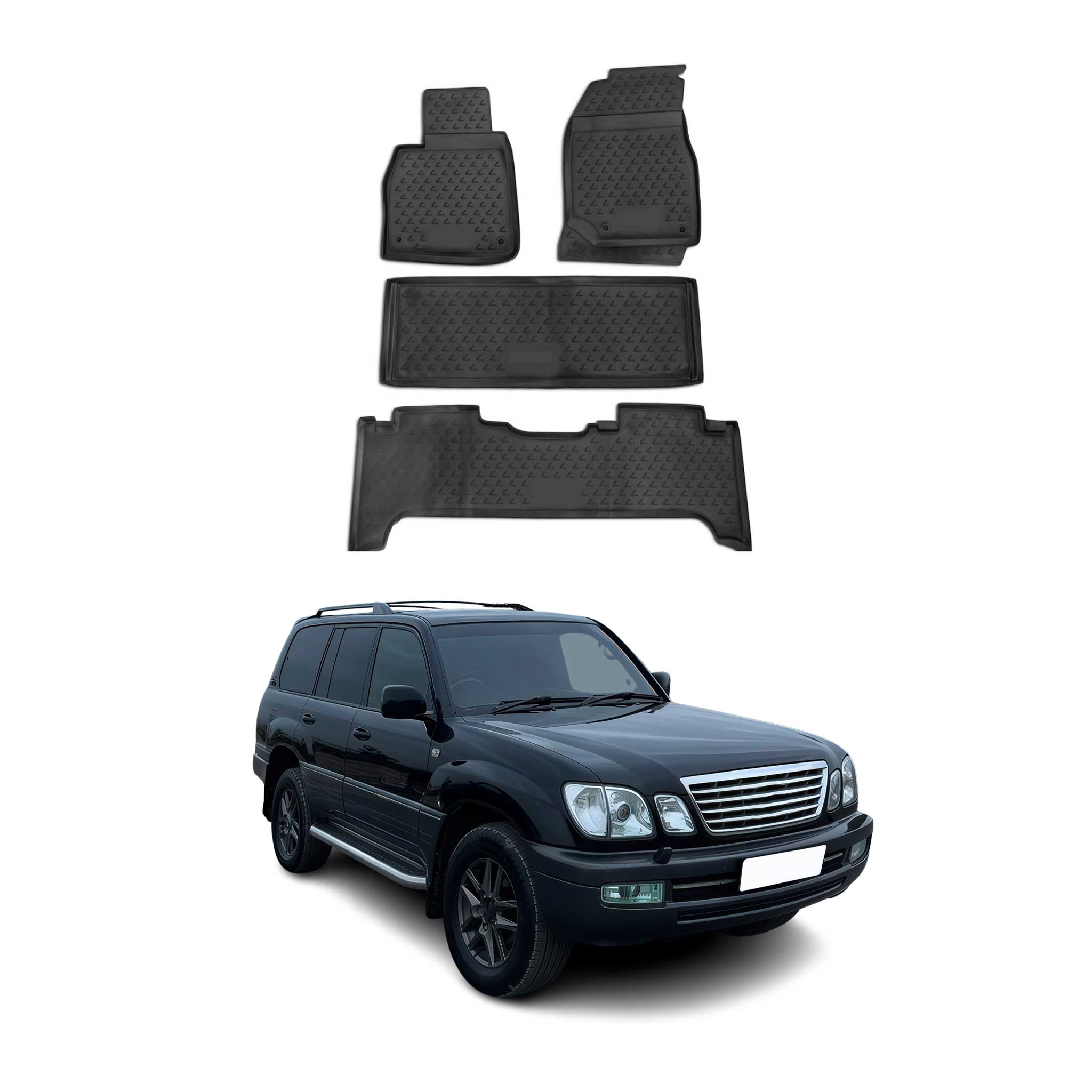 OMAC Alfombrillas De Coche para Lexus LX470 1998-2007 Negro Goma TPE 4Pza