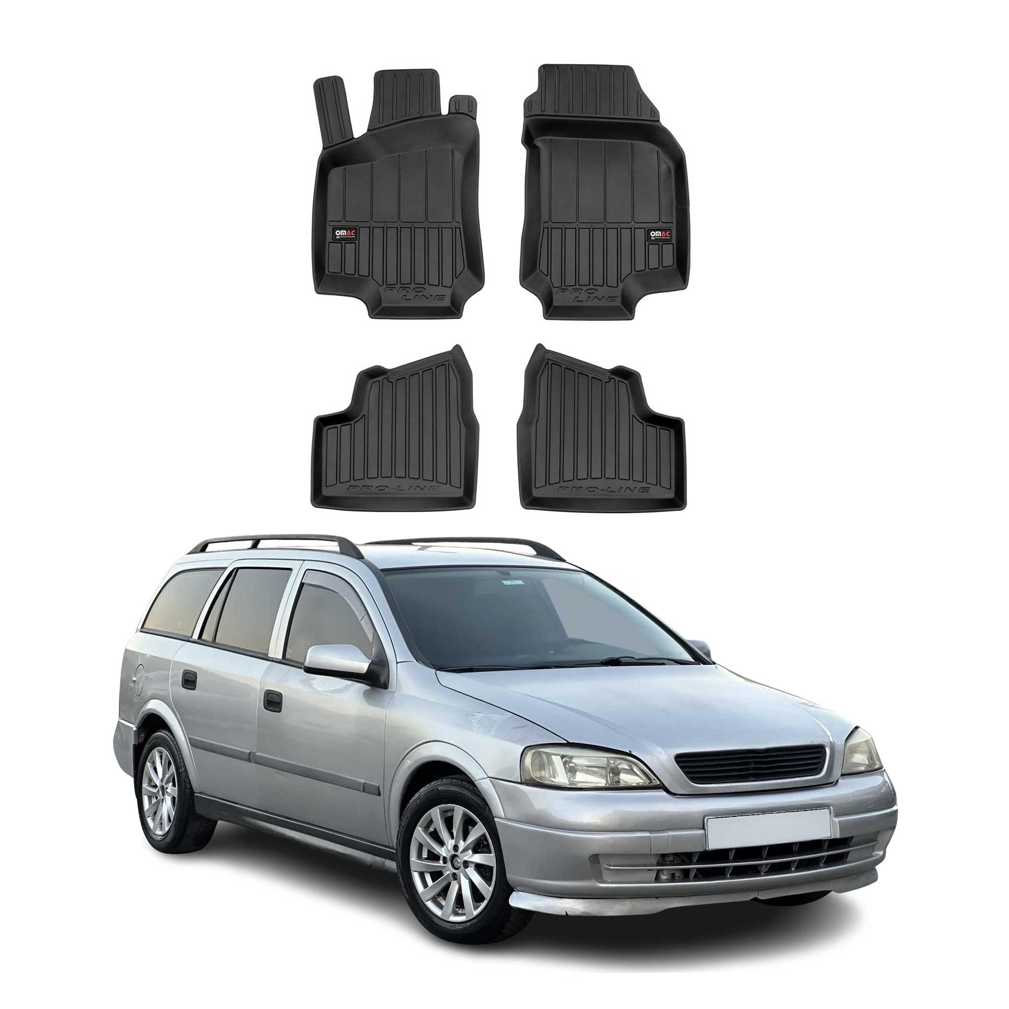 OMAC Premium Alfombrillas De Coche para Opel Astra G Caravan 1998-2009 Goma 4x