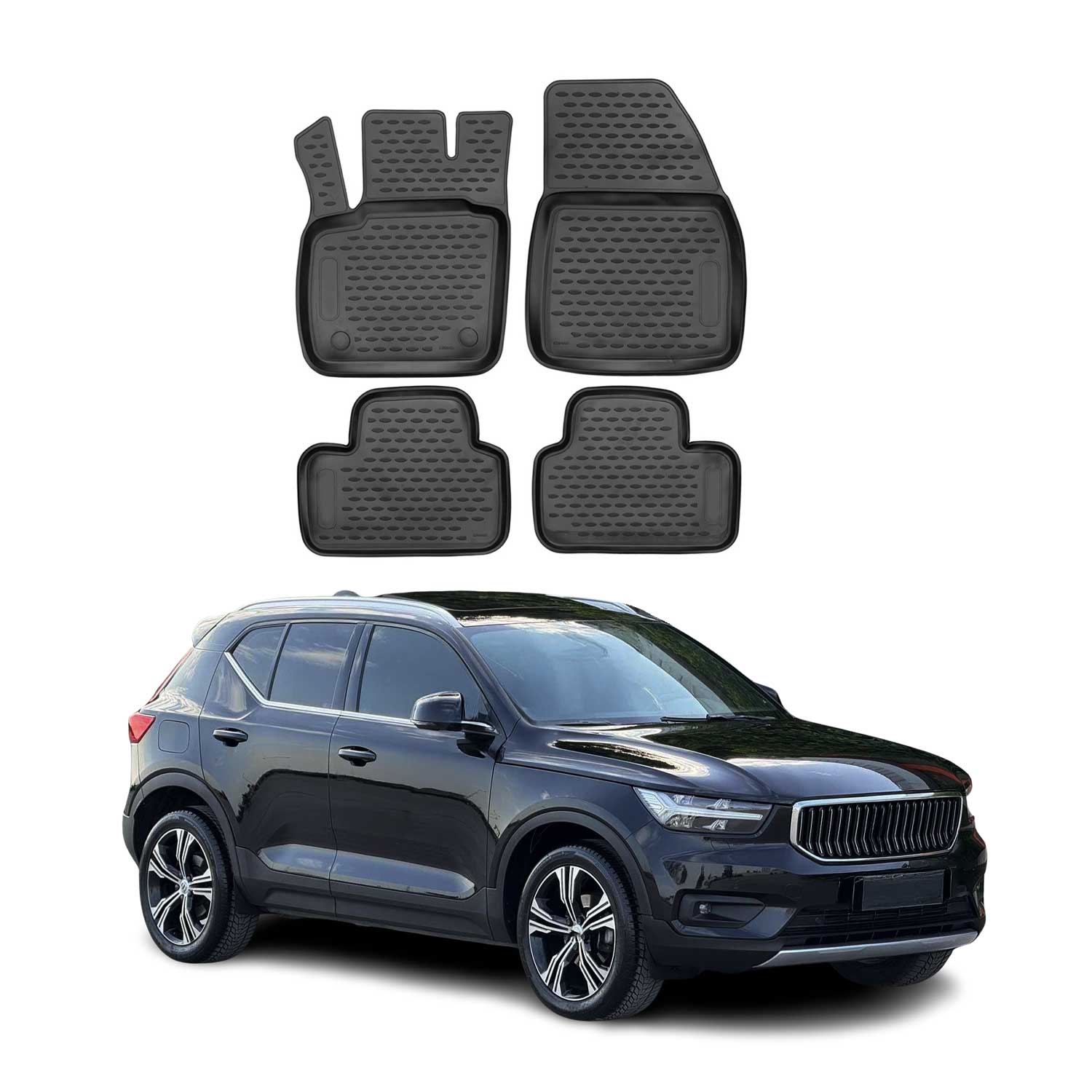 OMAC Alfombrillas De Coche para Volvo XC40 2017-2024 Negro Goma TPE 4Pza