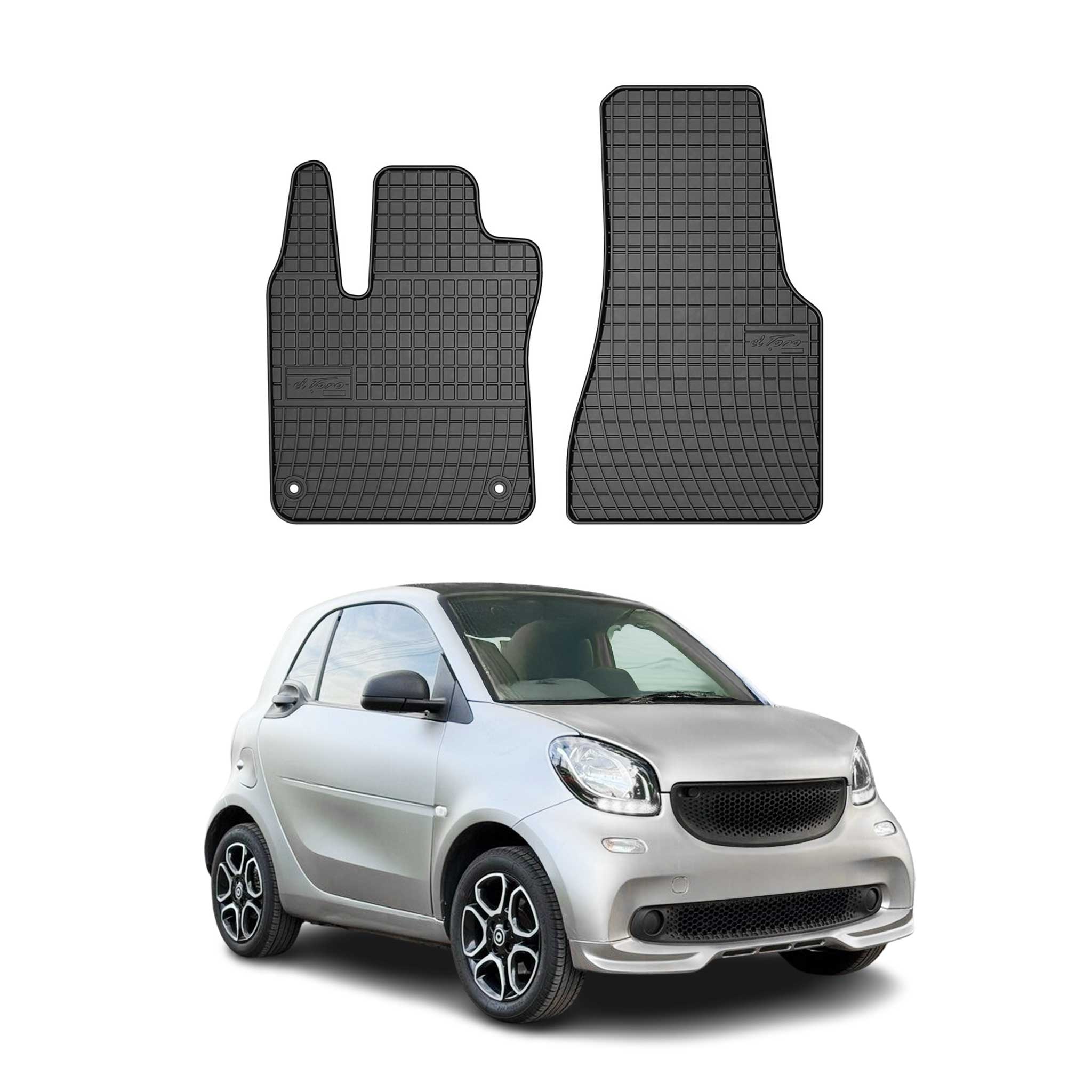 OMAC Alfombrillas De Coche para Smart ForTwo 2014-2020 Negro Goma 2Pza
