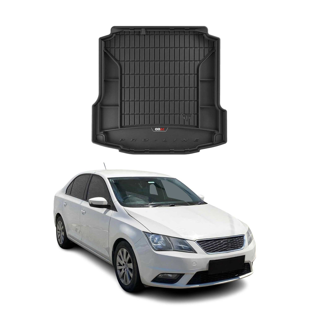 OMAC Premium Bandeja Maletero Alfombrilla para Seat Toledo 2013-2019 Negro TPE