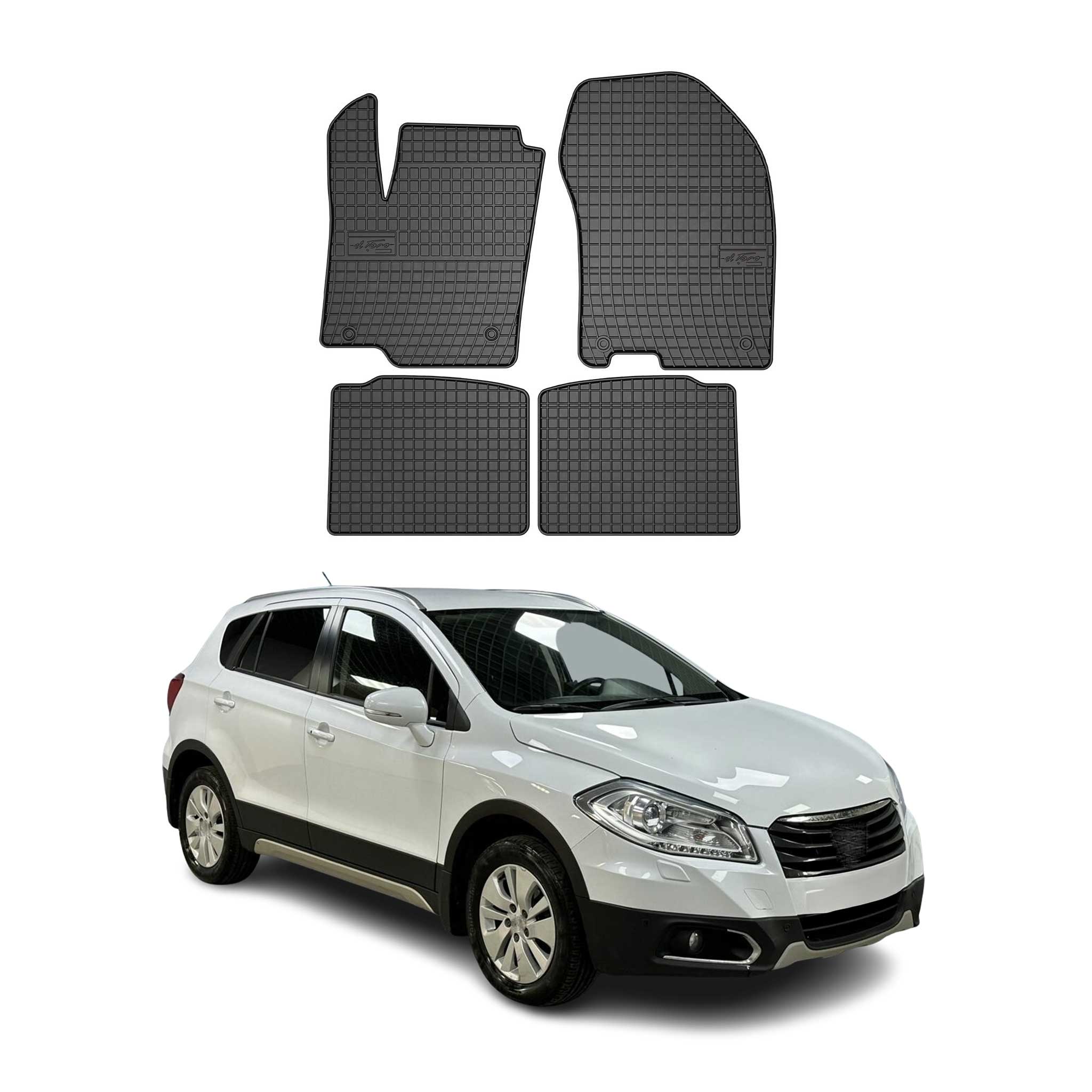 OMAC Alfombrillas De Coche para Suzuki SX4 S-Cross 2013-2018 Negro Goma 4Pza