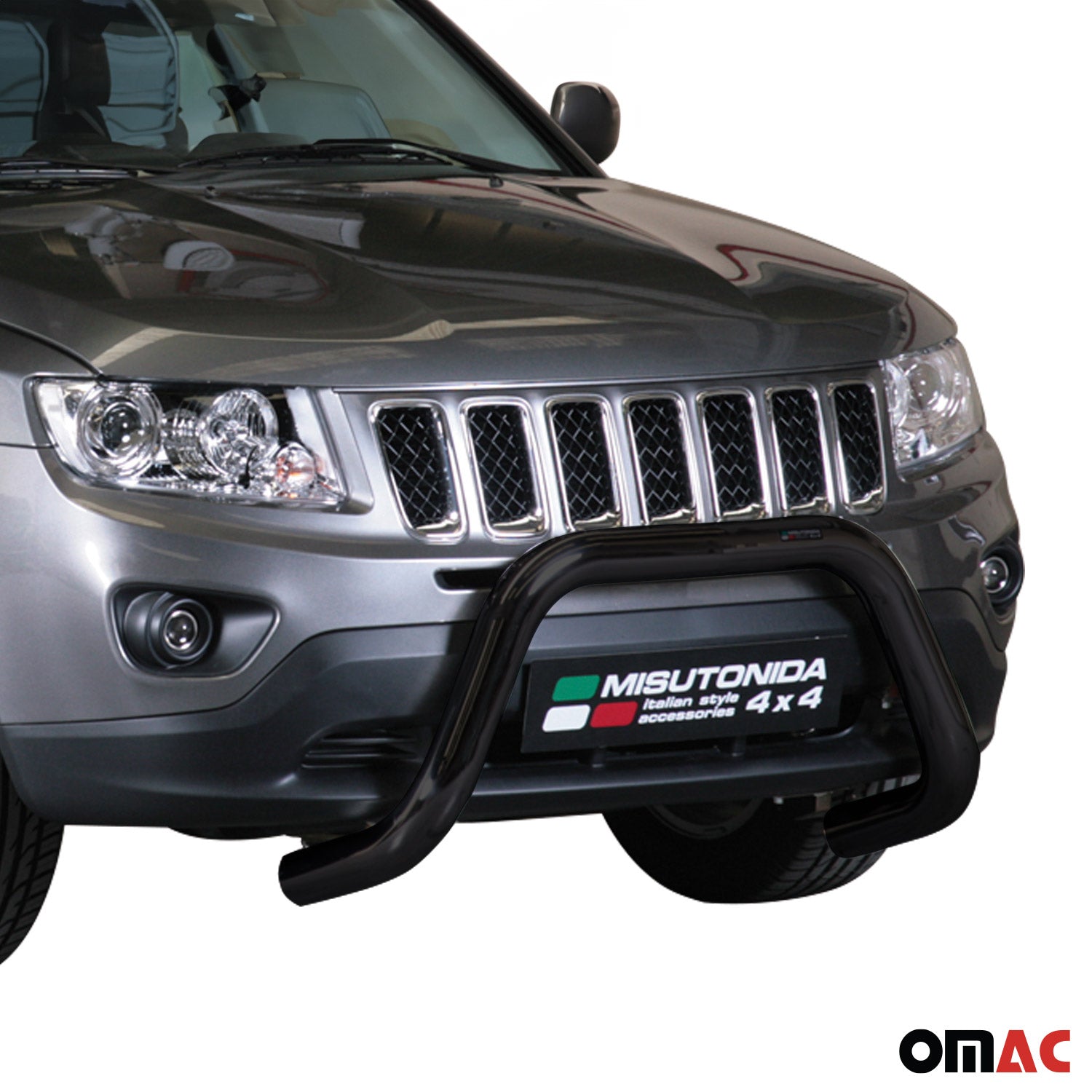 Bull Barra Frontal para Jeep Compass 2011-2016 Negro Brillante Acero 1Pza