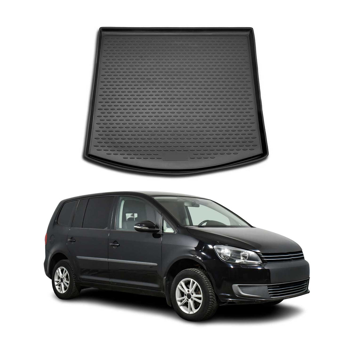 OMAC Bandeja Maletero Alfombrilla para VW Touran 2003-2015 5 Asiento Negro TPE