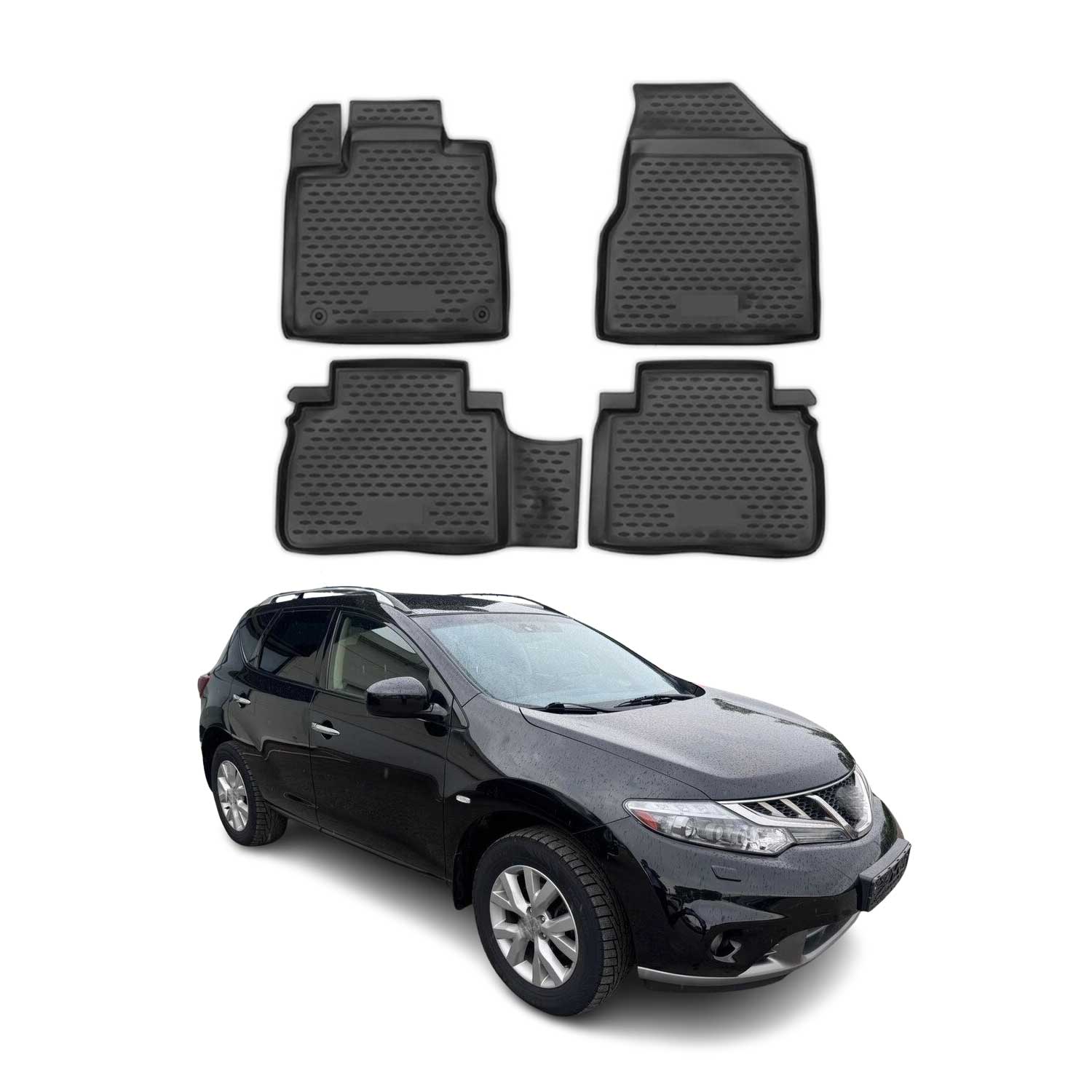 OMAC Alfombrillas De Coche para Nissan Murano 2009-2014 Negro Goma TPE 4Pza