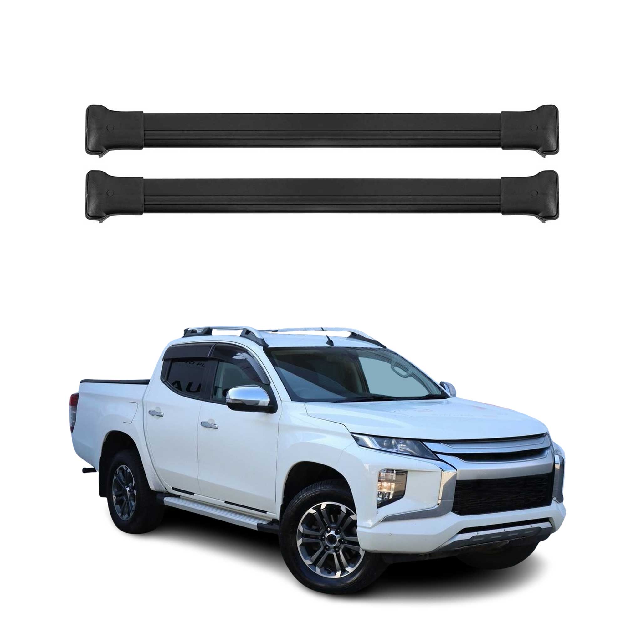 Barras de Techo Baca para Mitsubishi L200 2015-2023 Negro Aluminio 2Pza