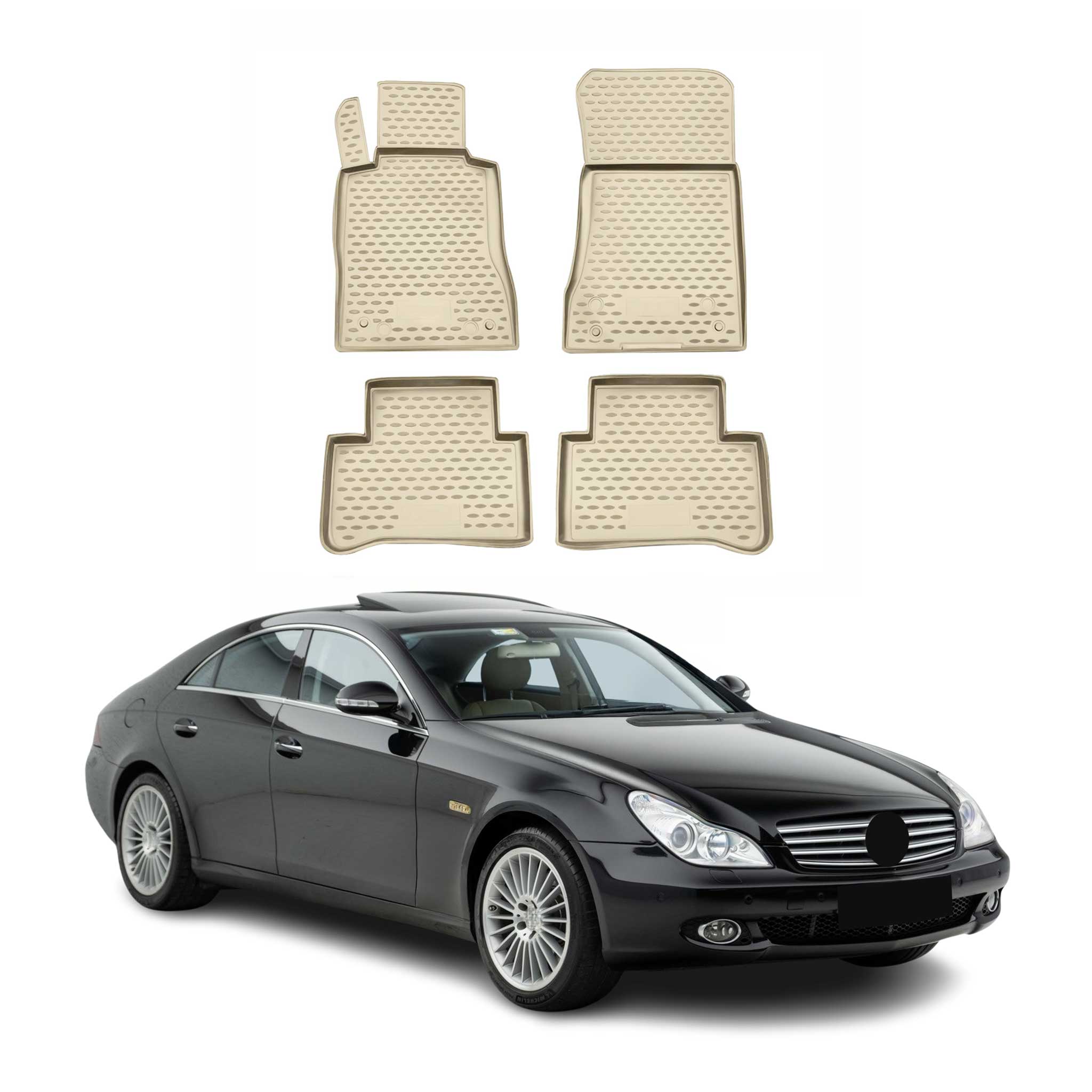 OMAC Alfombrillas De Coche para Mercedes CLS Class C219 2004-2010 Beige TPE 4Pza