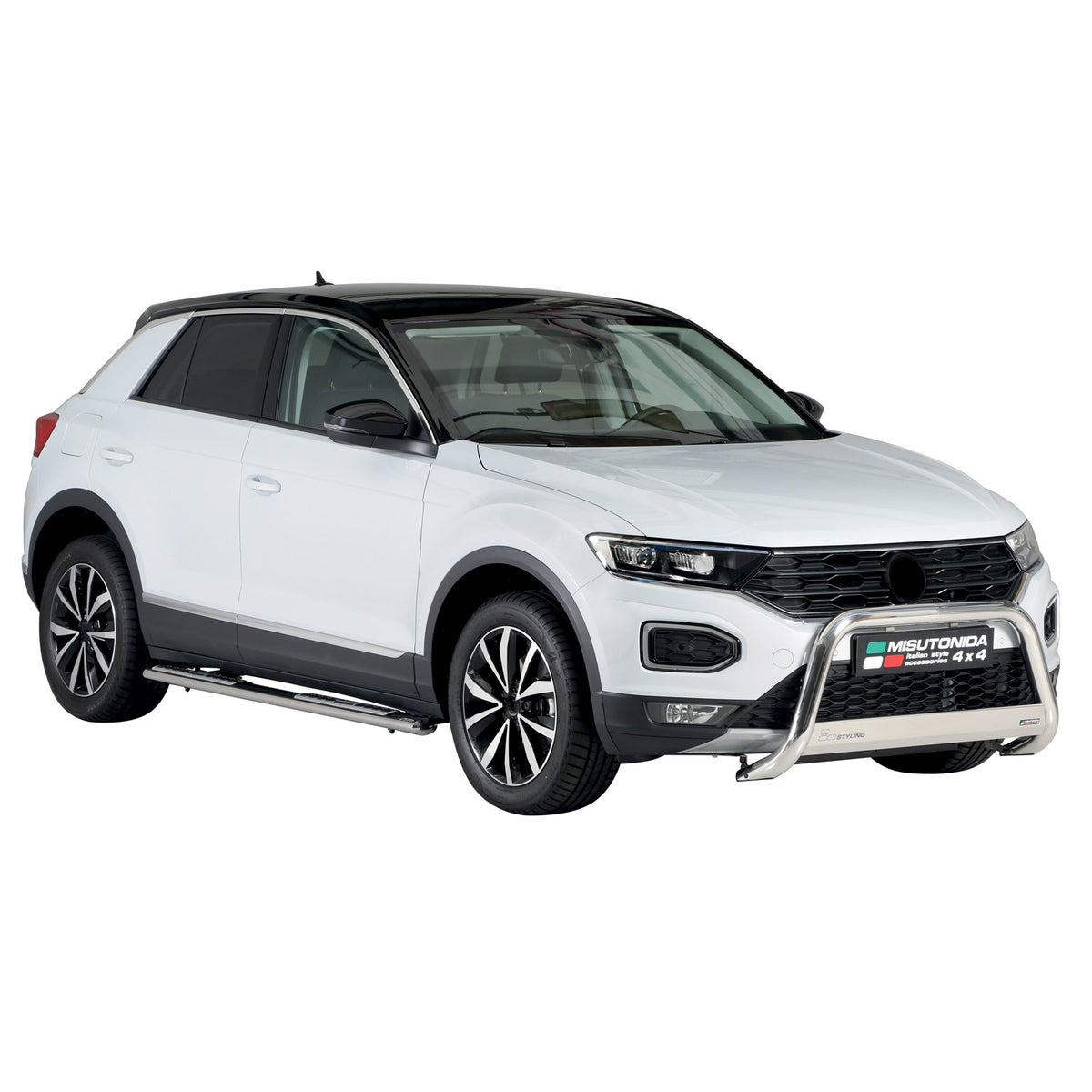 Par de Estribos Barras Laterales para VW T-Roc 2017-2024 Plata Acero 2x