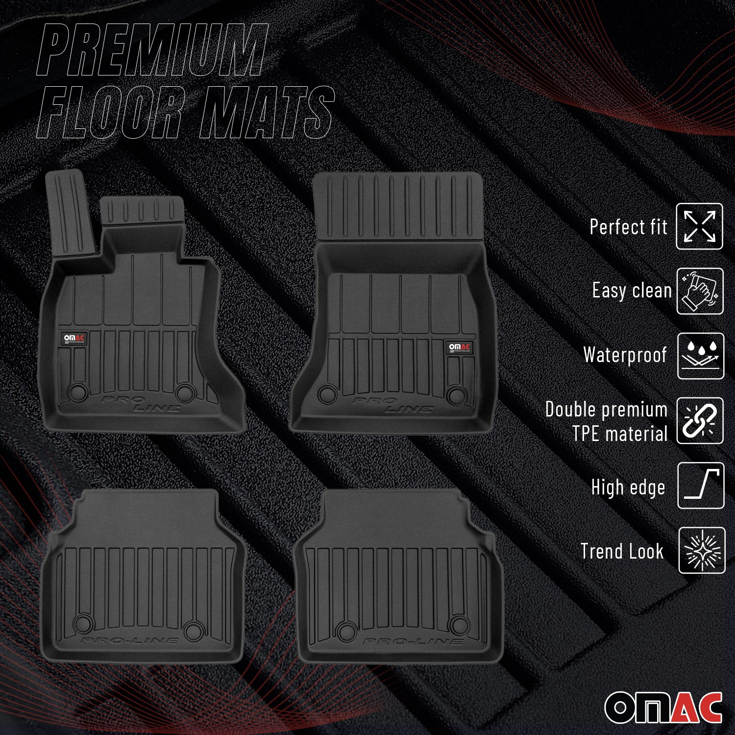 OMAC Premium Alfombrillas Coche para BMW Serie 5 Gran Turismo F07 2009-2017 TPE