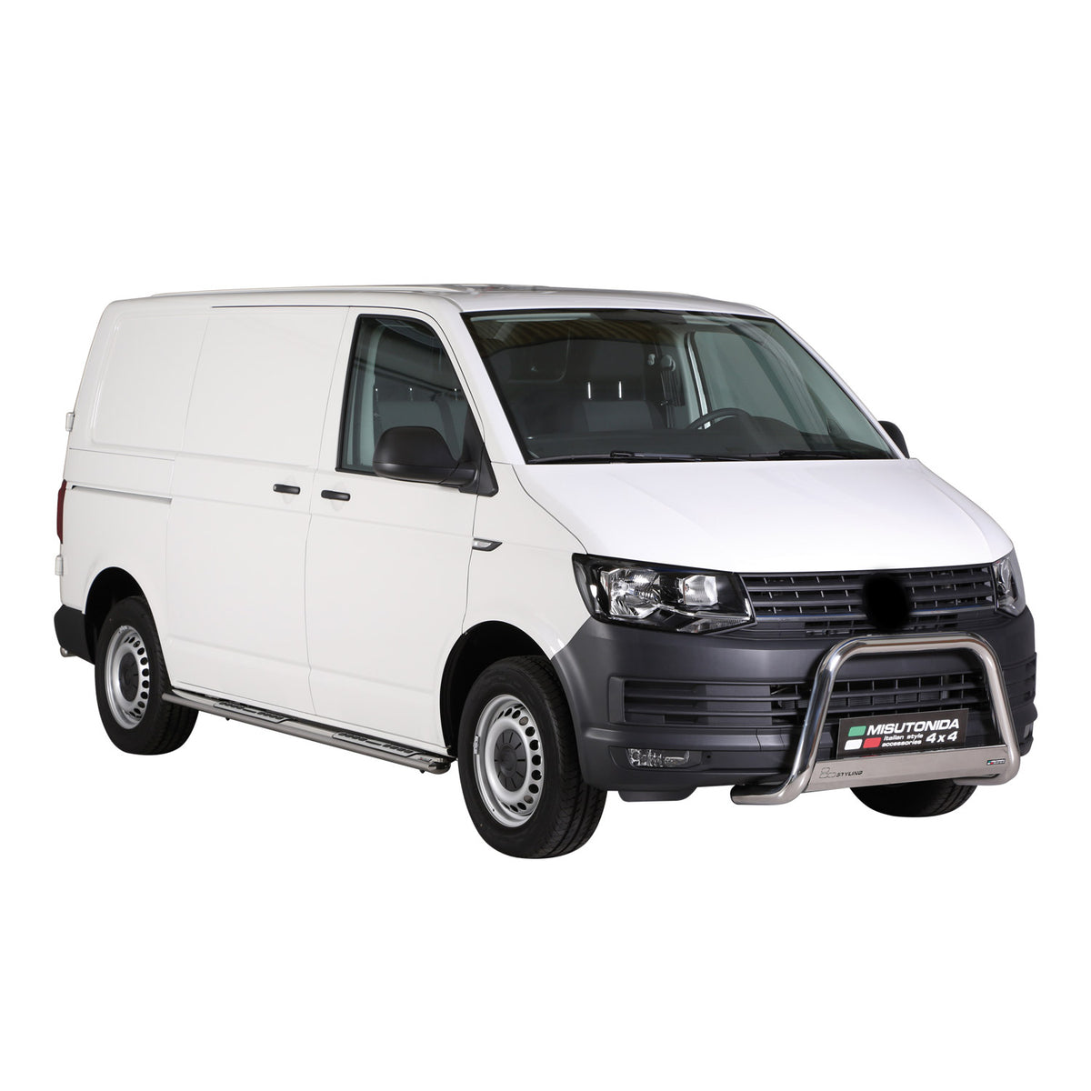 Estribos Barras Laterales para VW T6 T6.1 2015-2024 L1 Corto Plata Acero