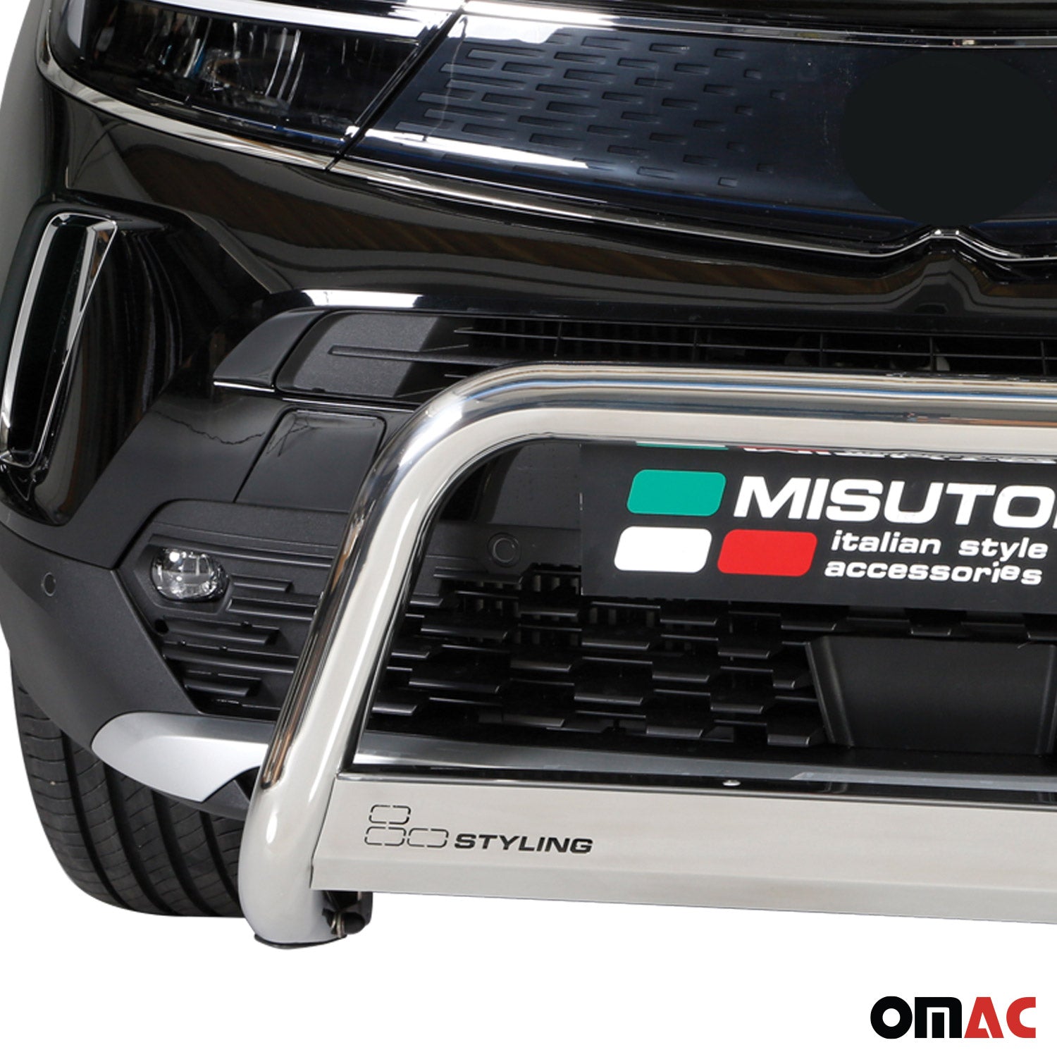 Bull Barra Frontal para Opel Mokka 2021-2025 Plata Brillante Acero 1Pza