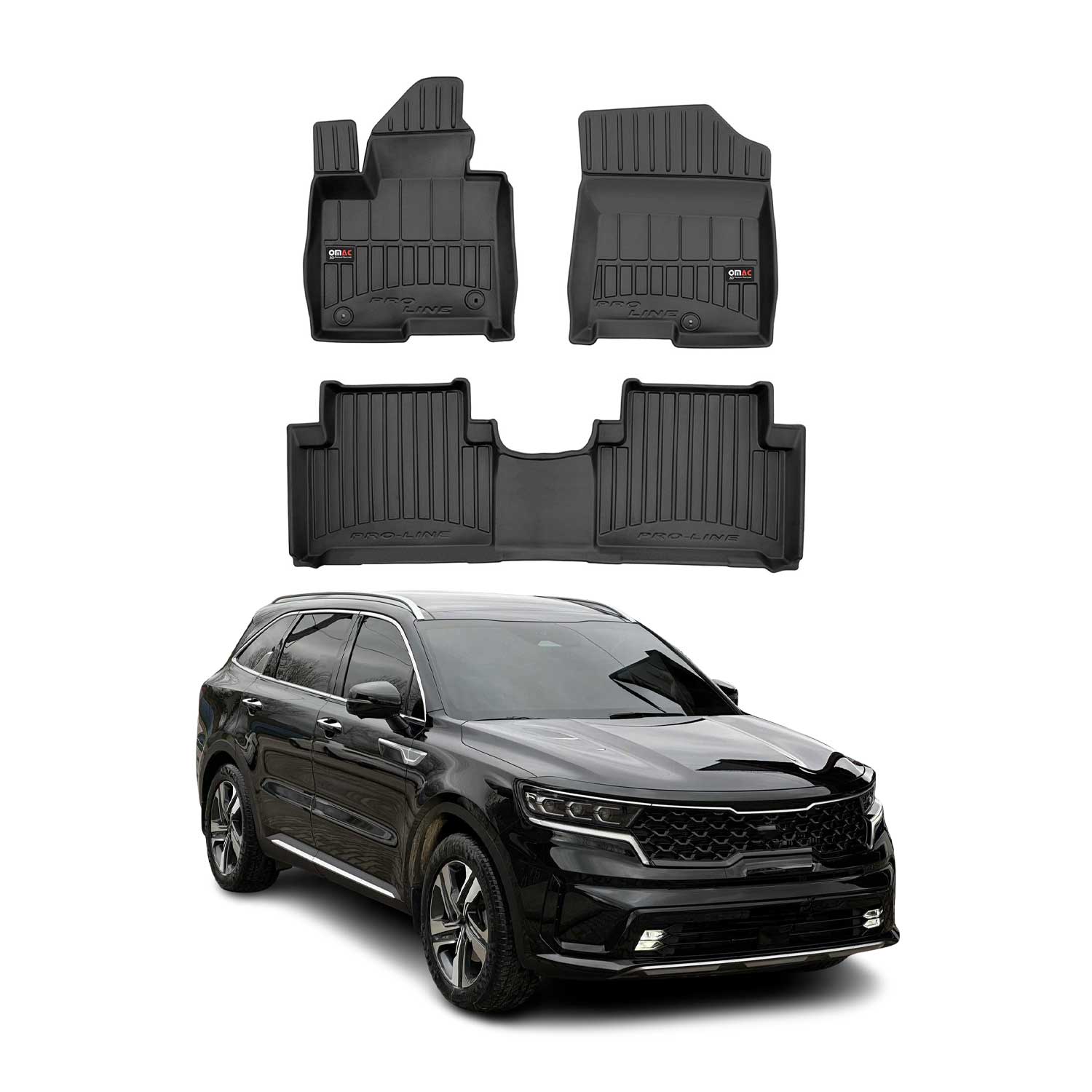 OMAC Premium Alfombrillas De Coche para Kia Sorento 2020-2025 Hybrid TPE Goma 3x