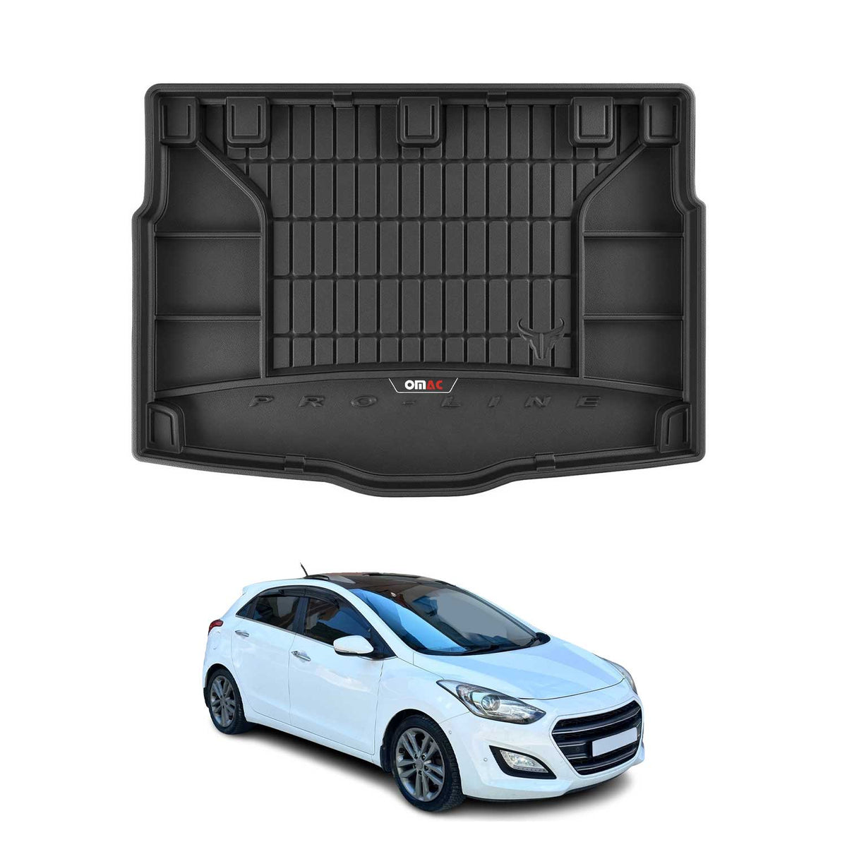 OMAC Premium Bandeja Maletero Alfombrilla para Hyundai i30 2011-2017 Negro TPE