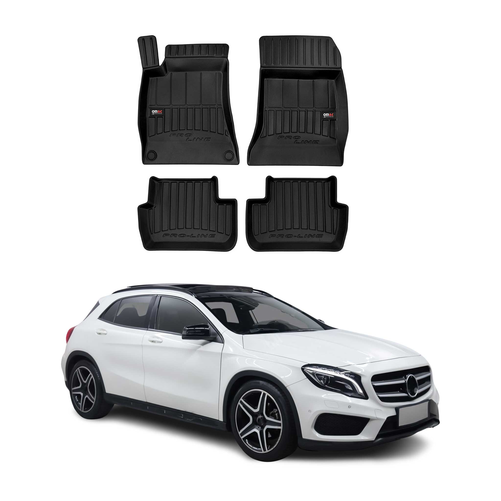 OMAC Premium Alfombrillas De Coche para Mercedes GLA X156 2013-2019 3D Goma 4x