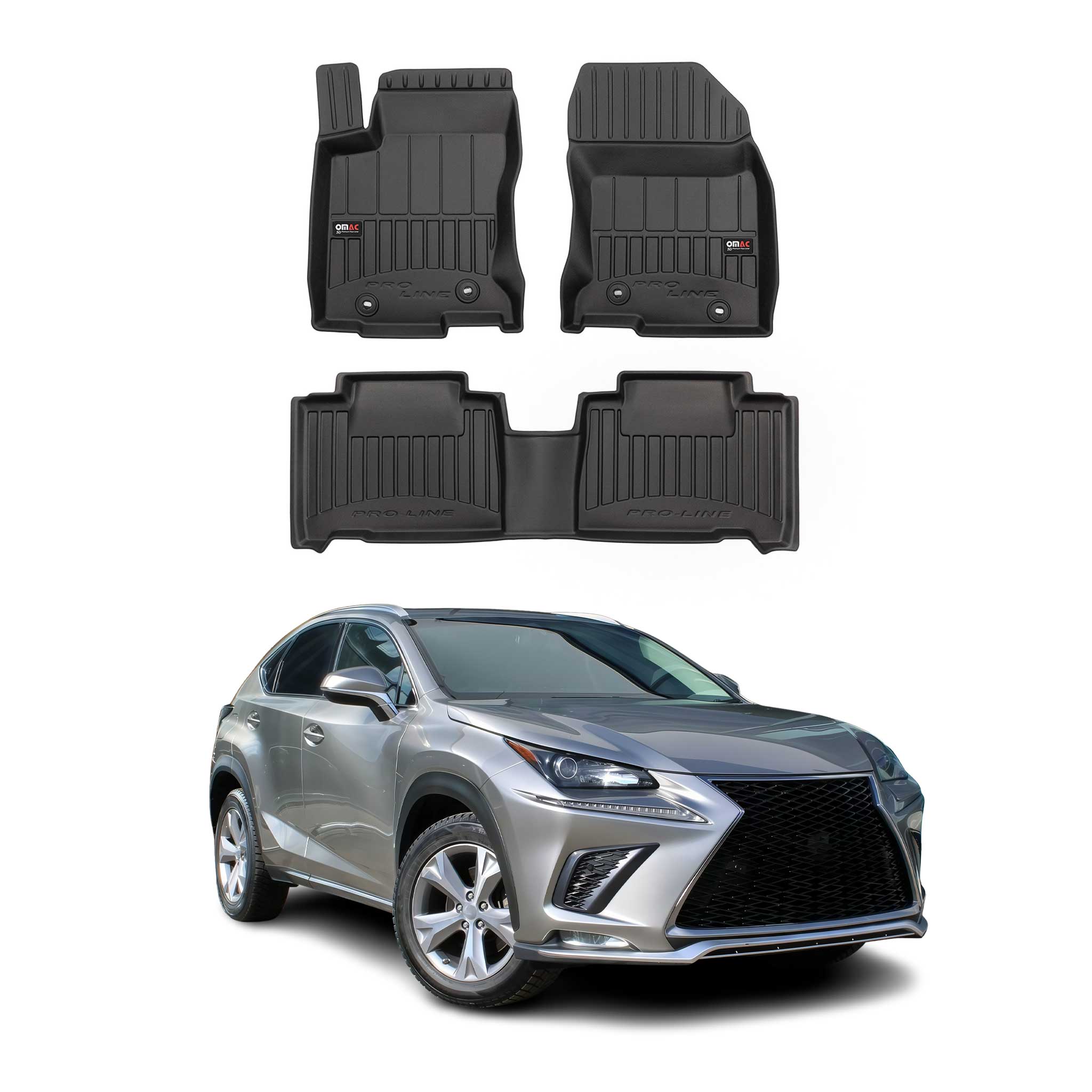 OMAC Premium Alfombrillas De Coche para Lexus NX 2015-2021 Negro TPE Goma 3Pza