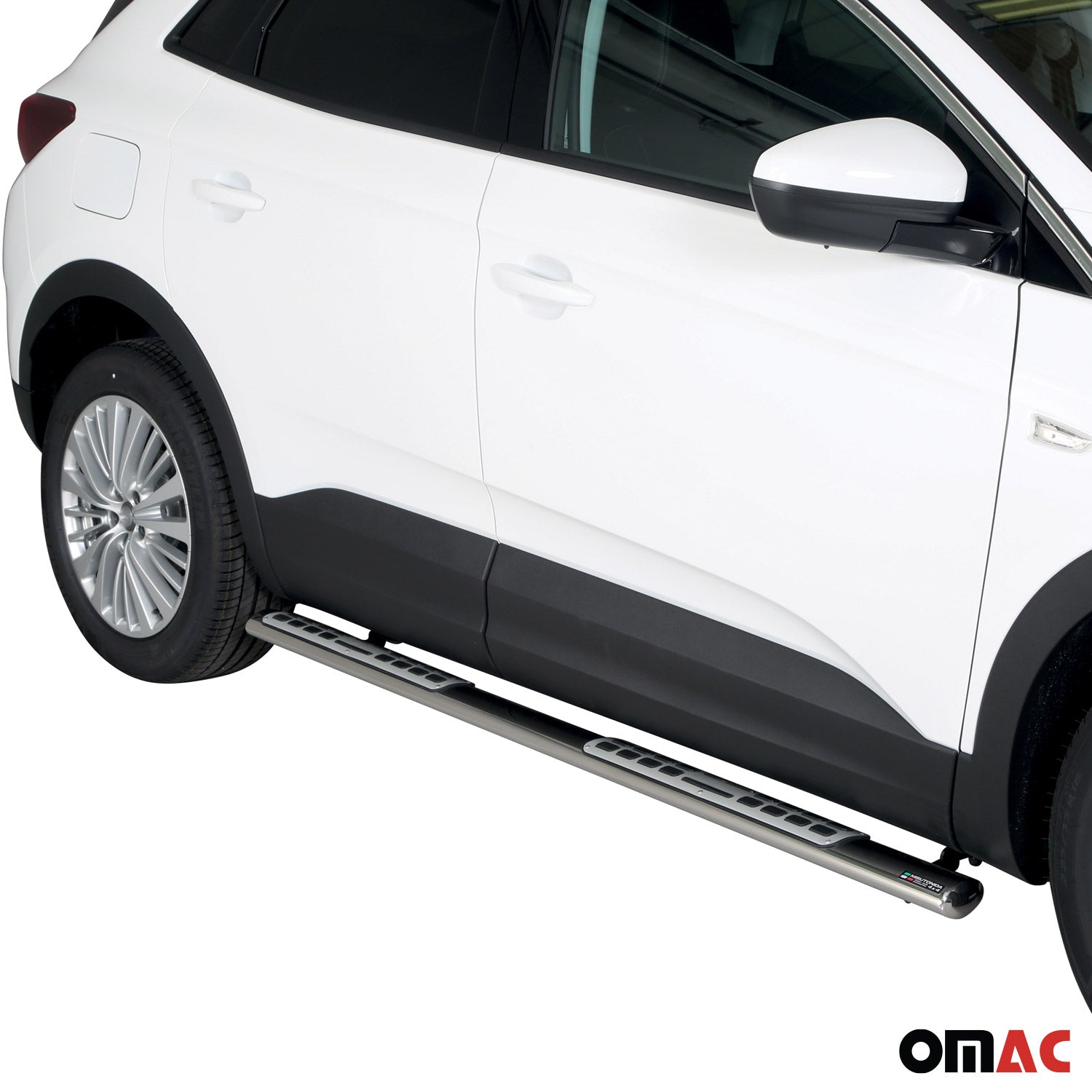 Par de Estribos Barras Laterales para Opel Grandland X 2018-2025 Plata Acero 2x
