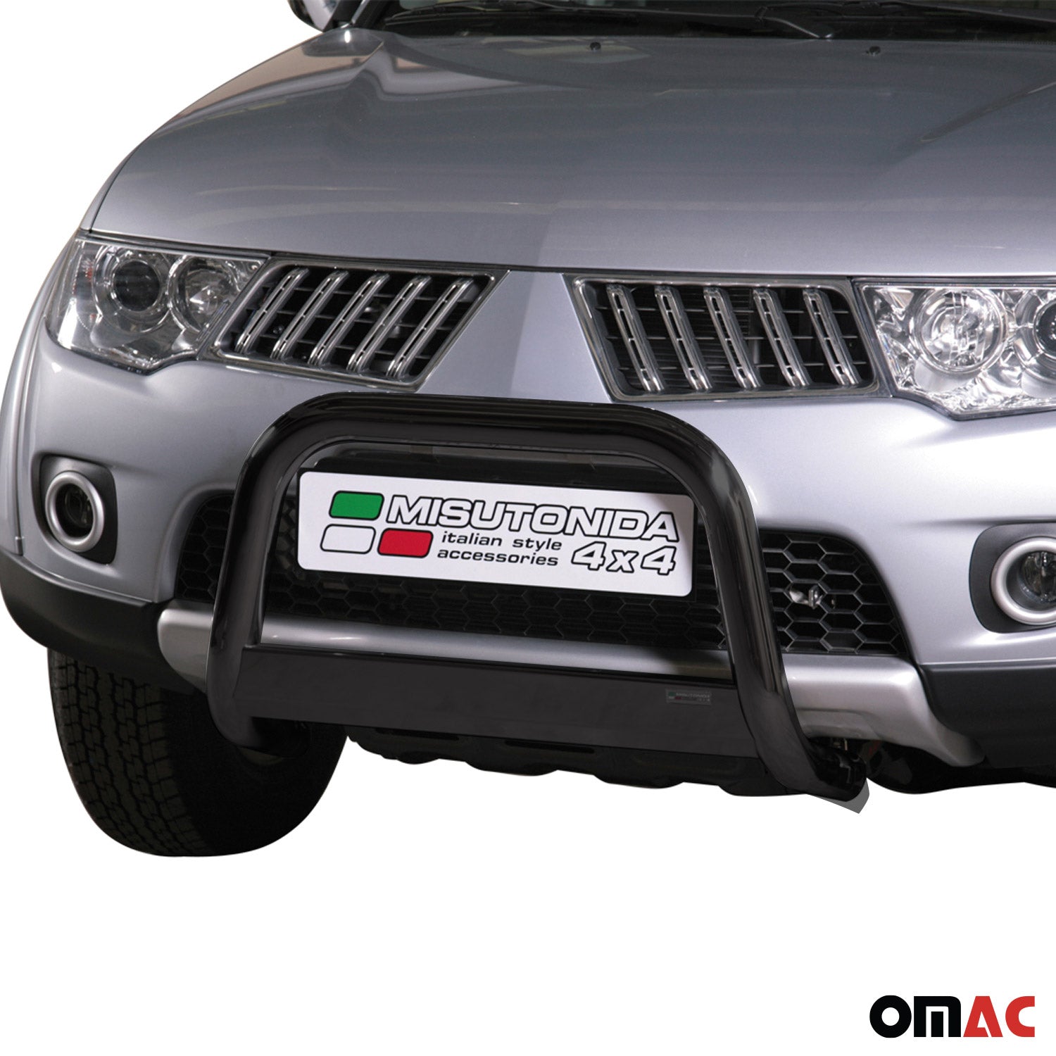 Bull Barra Frontal para Mitsubishi L200 2010-2015 Negro Brillante Acero 1Pza