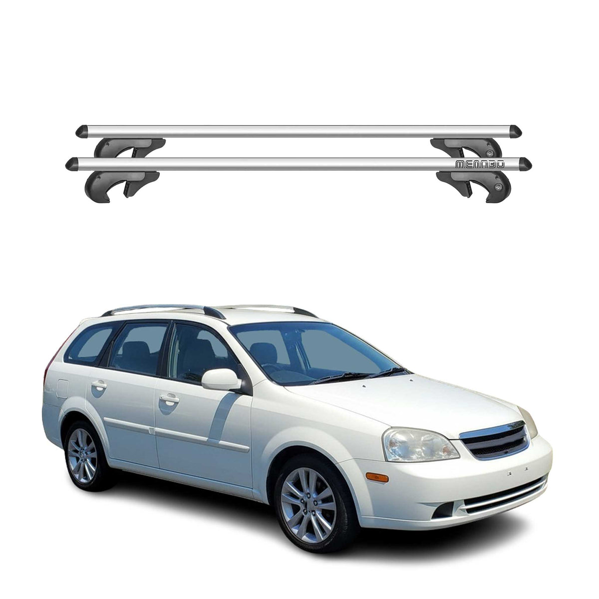 Menabo Barras Techo Baca para Suzuki Forenza J200 2002-2009 Gris Aluminio 2Pza