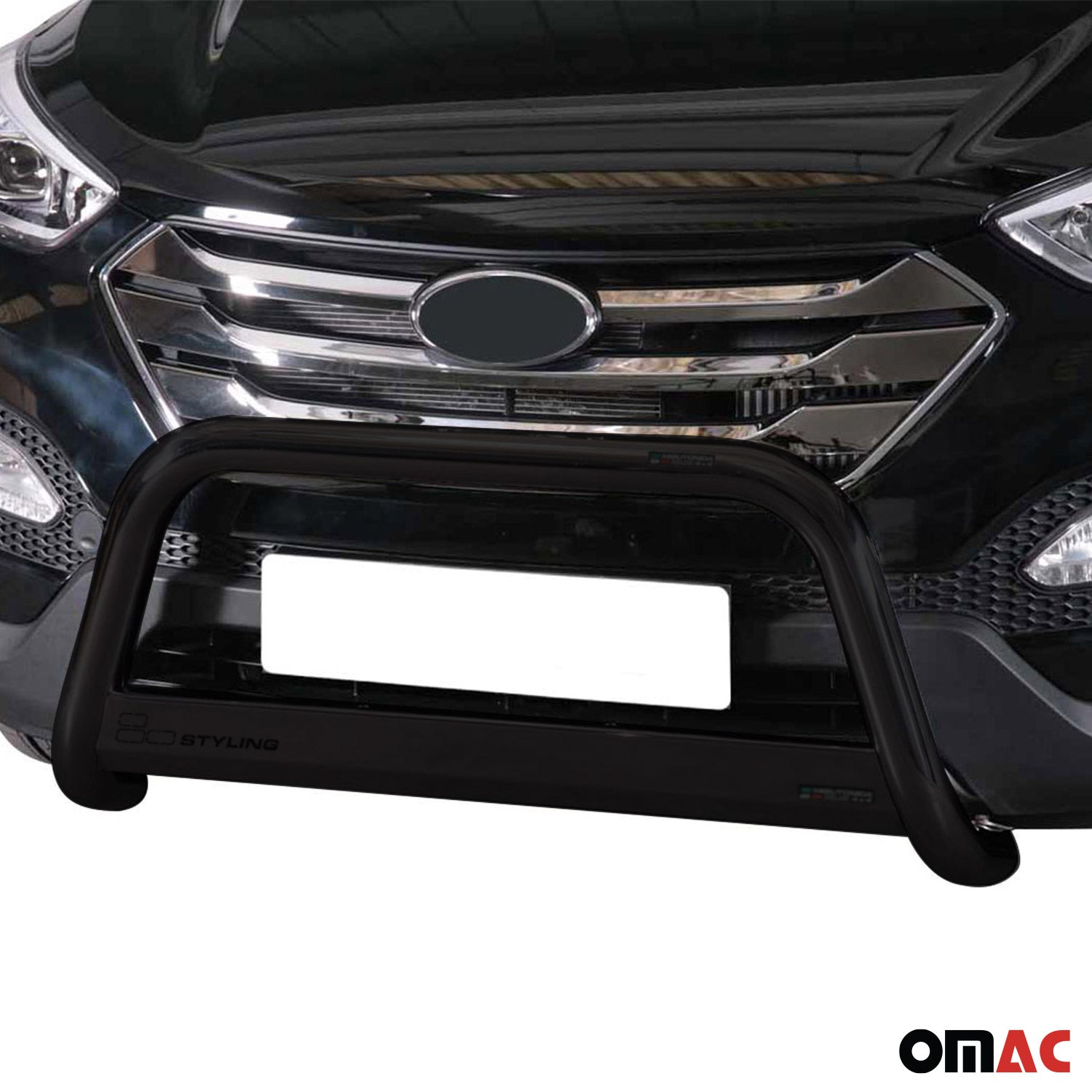 Bull Barra Frontal para Hyundai Santa Fe 2012-2015 Negro Brillante Acero