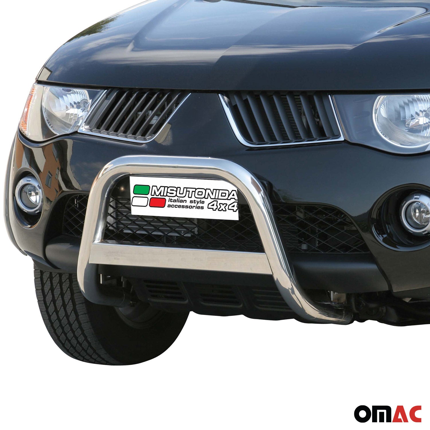 Bull Barra Frontal para Mitsubishi L200 2006-2009 Plata Brillante Acero 1Pza