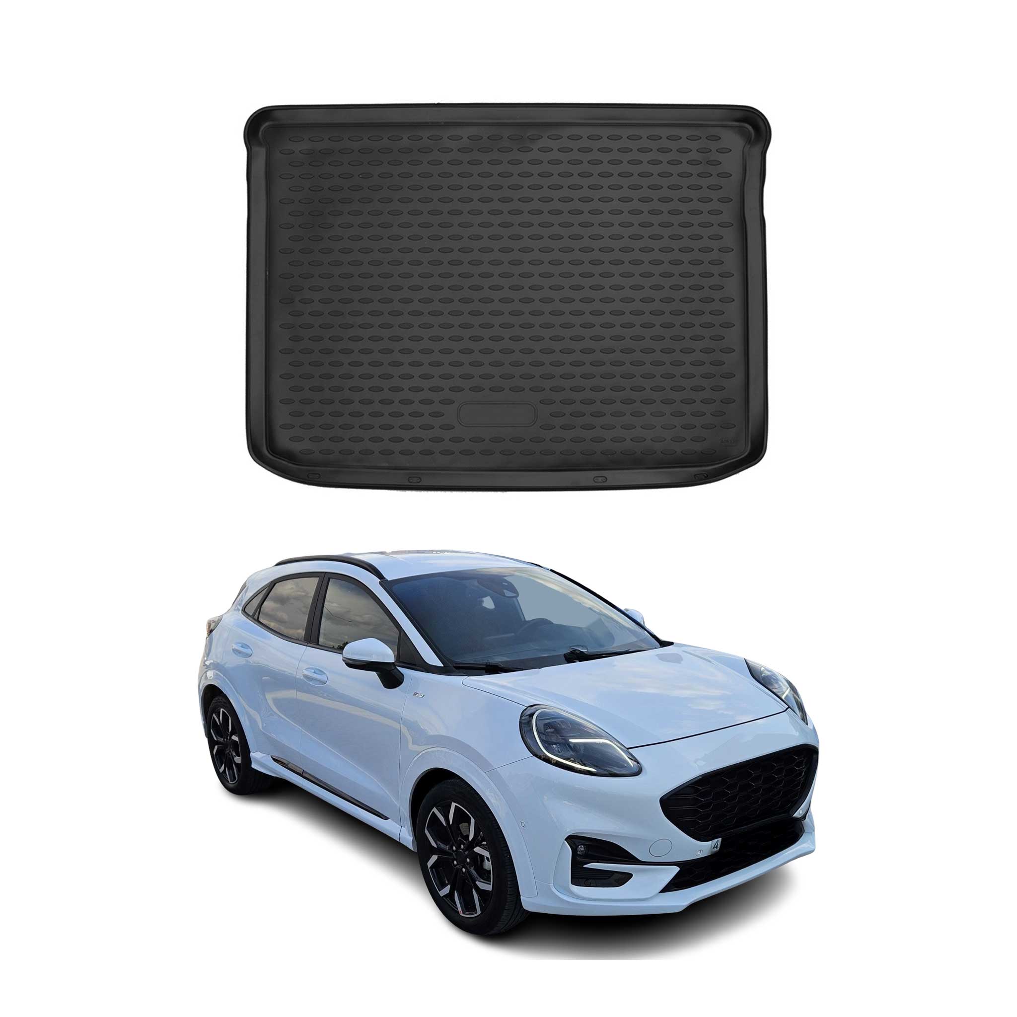 OMAC Bandeja Maletero Alfombrilla para Ford Puma Hybrid 2019-2025 Negro Goma TPE