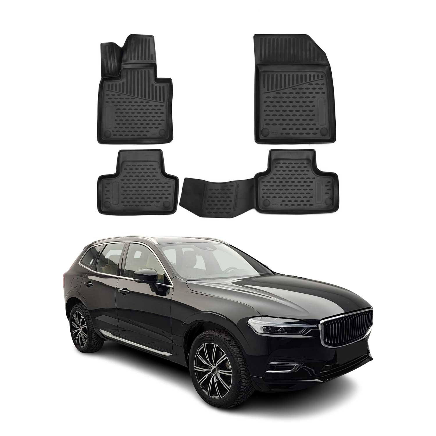 OMAC Alfombrillas De Coche para Volvo XC60 2017-2021 Negro Goma TPE 4x