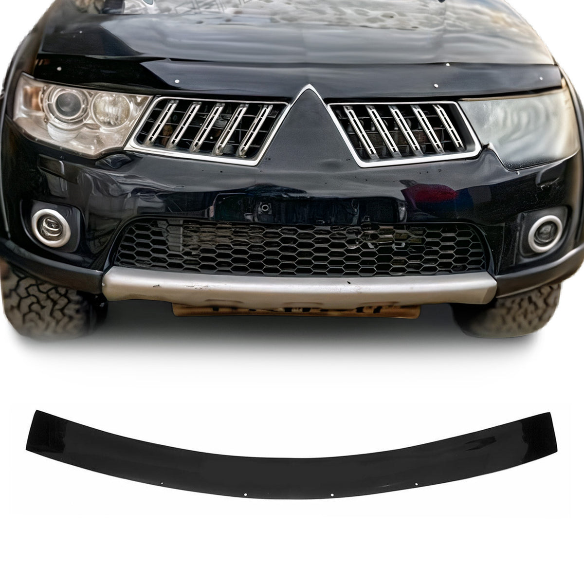 Deflector de Capó para Mitsubishi Pajero Sport 2008-16 Oscuro Brillante Acrílico