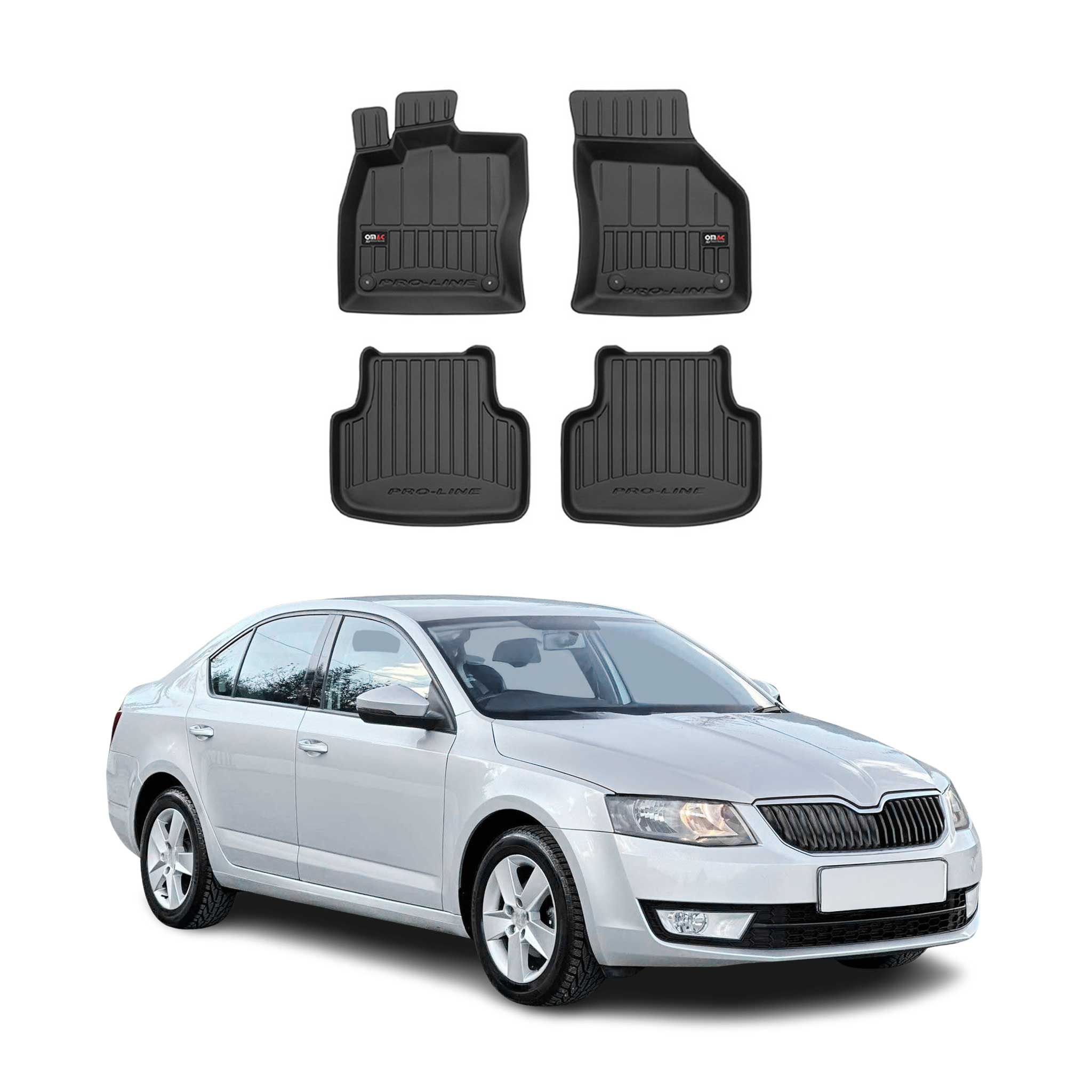 OMAC Premium Alfombrillas De Coche para Skoda Octavia 2013-2019 TPE Goma 4x